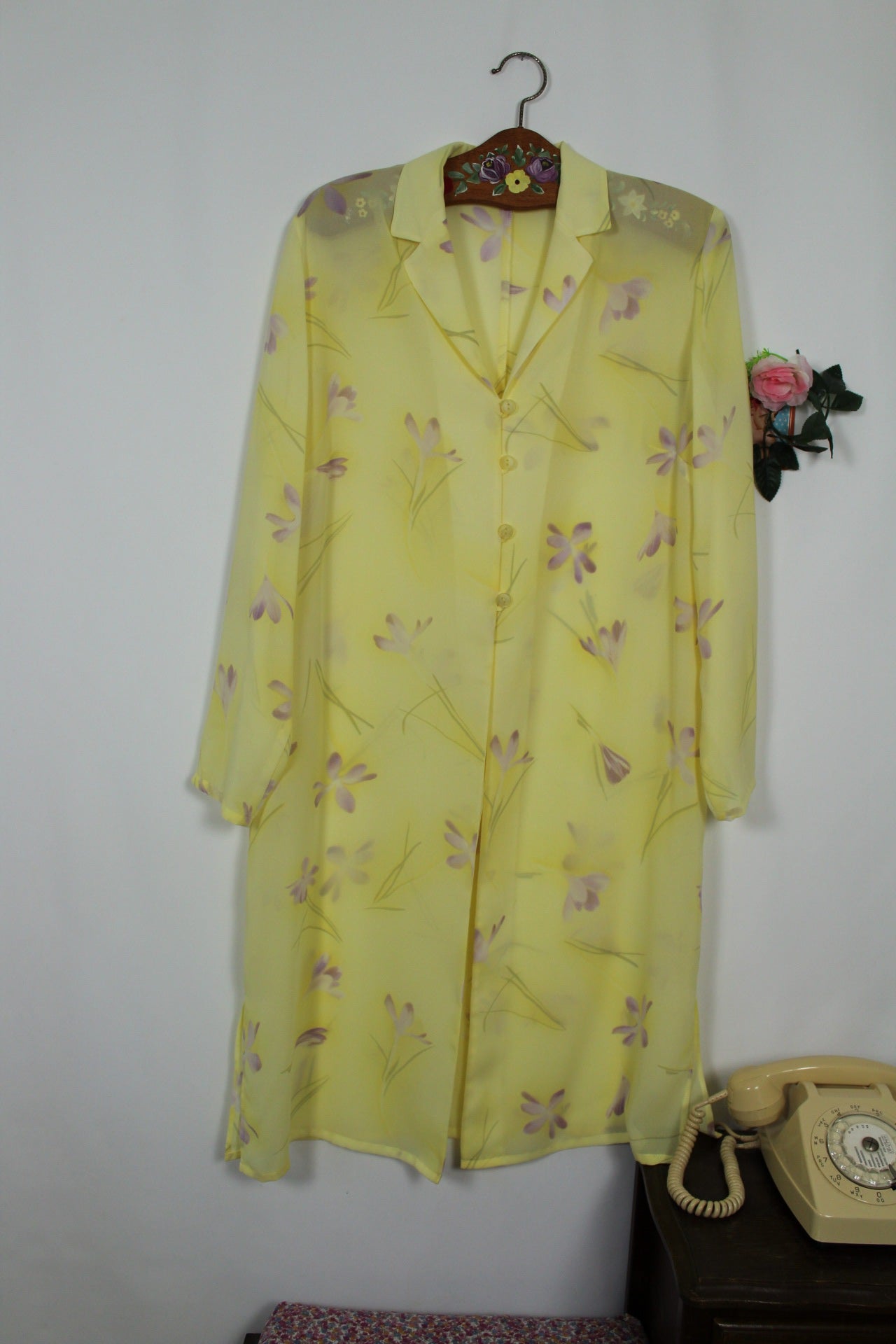 🍒🌸Sur-robe/chemise longue vintage 90s Gérard Pasquier - fluide, fleurie & ultra chic - Taille 42/44🌸🍒
