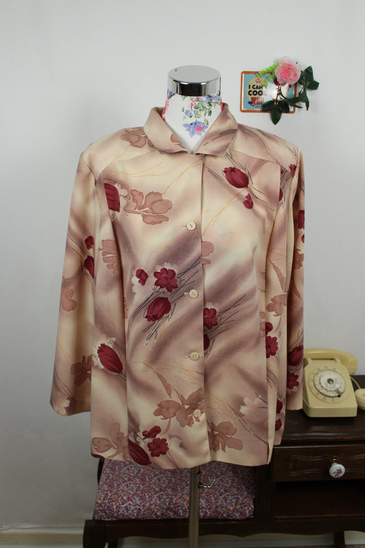 🍒🌸Chemise vintage Gevana 80/90s - fleurs et couleurs automnales - Taille 44/46🌸🍒