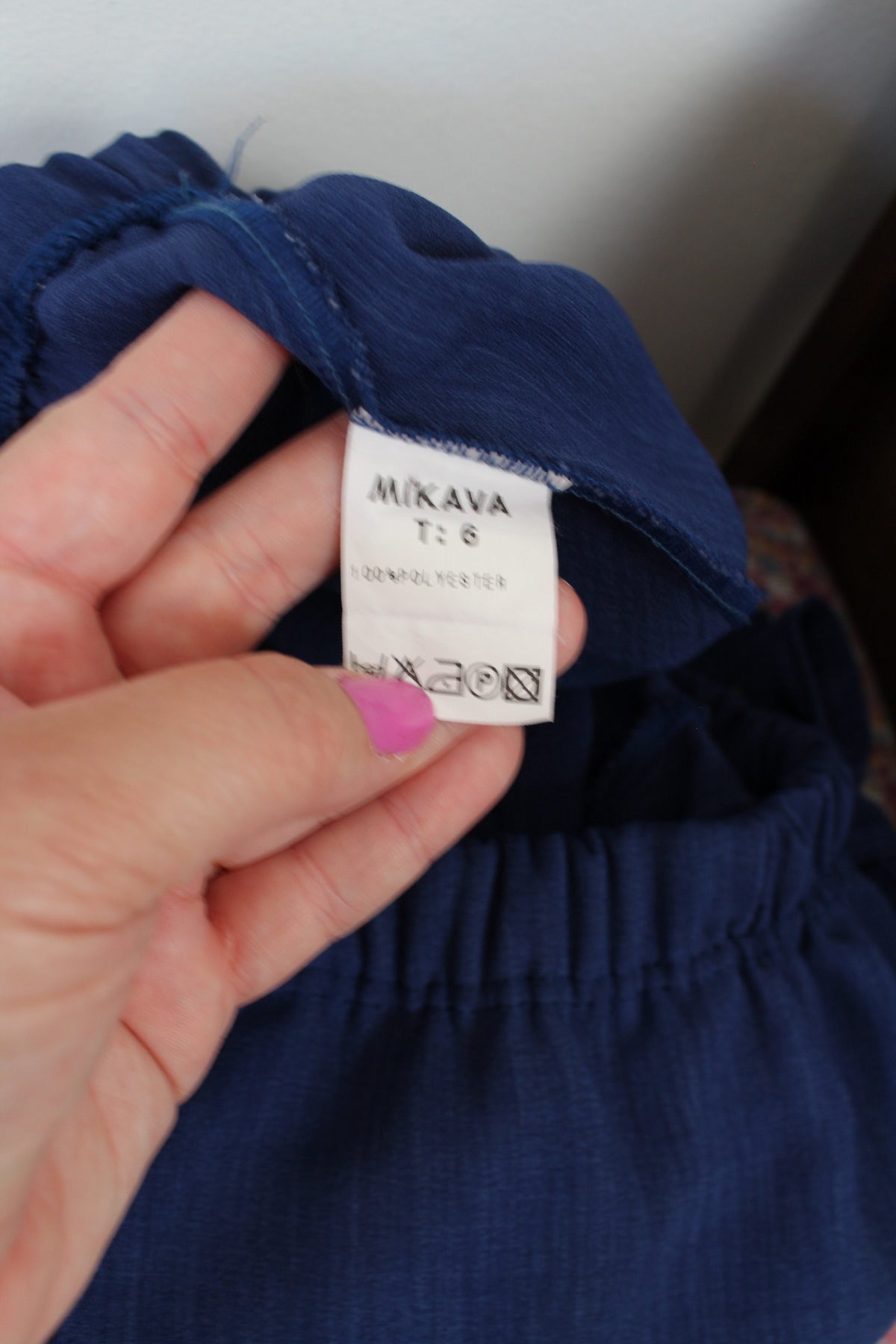 Pantalon vintage années 80/90 bleu profond - taille à nouer - Taille 44/46