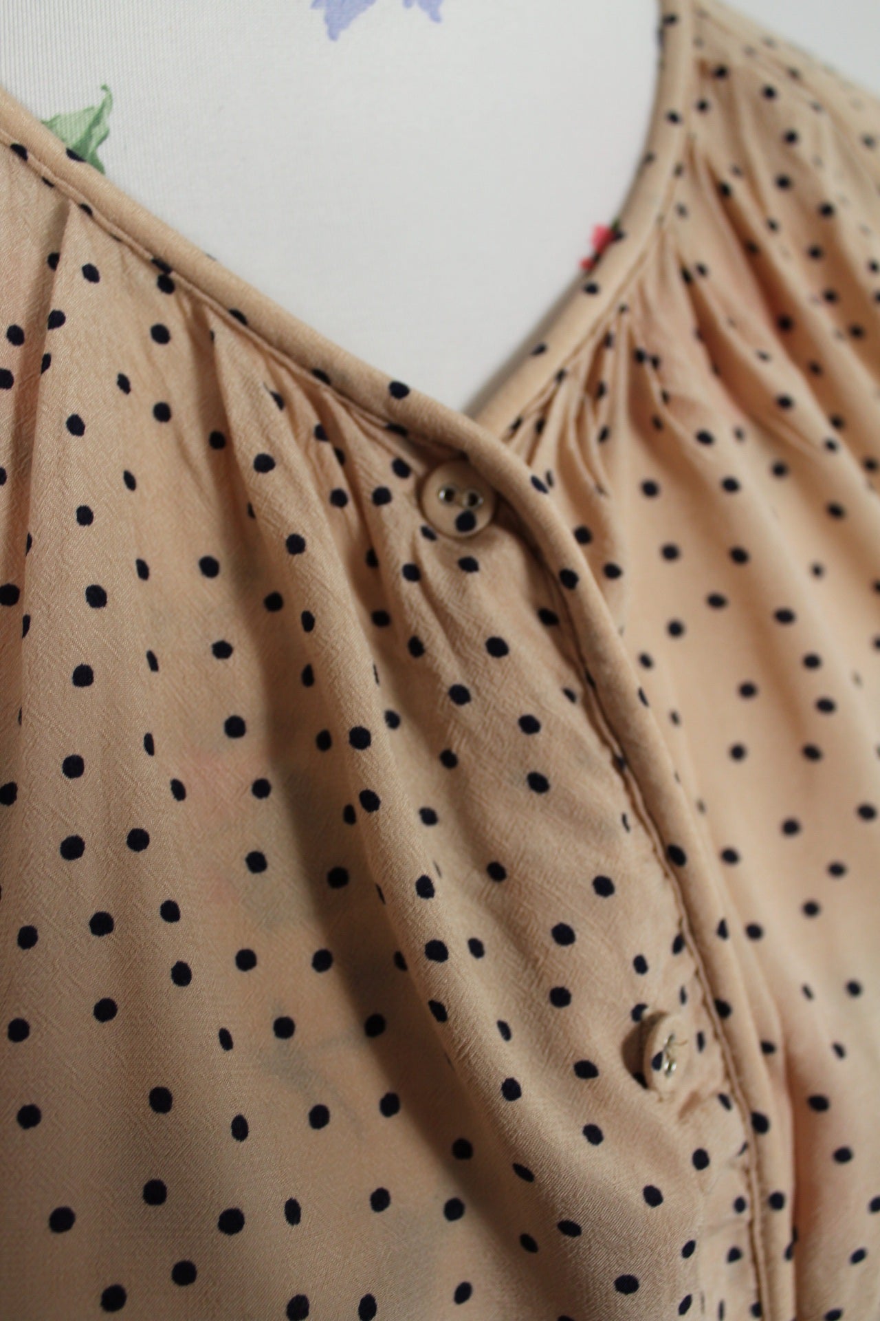 🌸🍒Blouse Cyrillus beige à pois - élégance retro - Taille 40🍒🌸