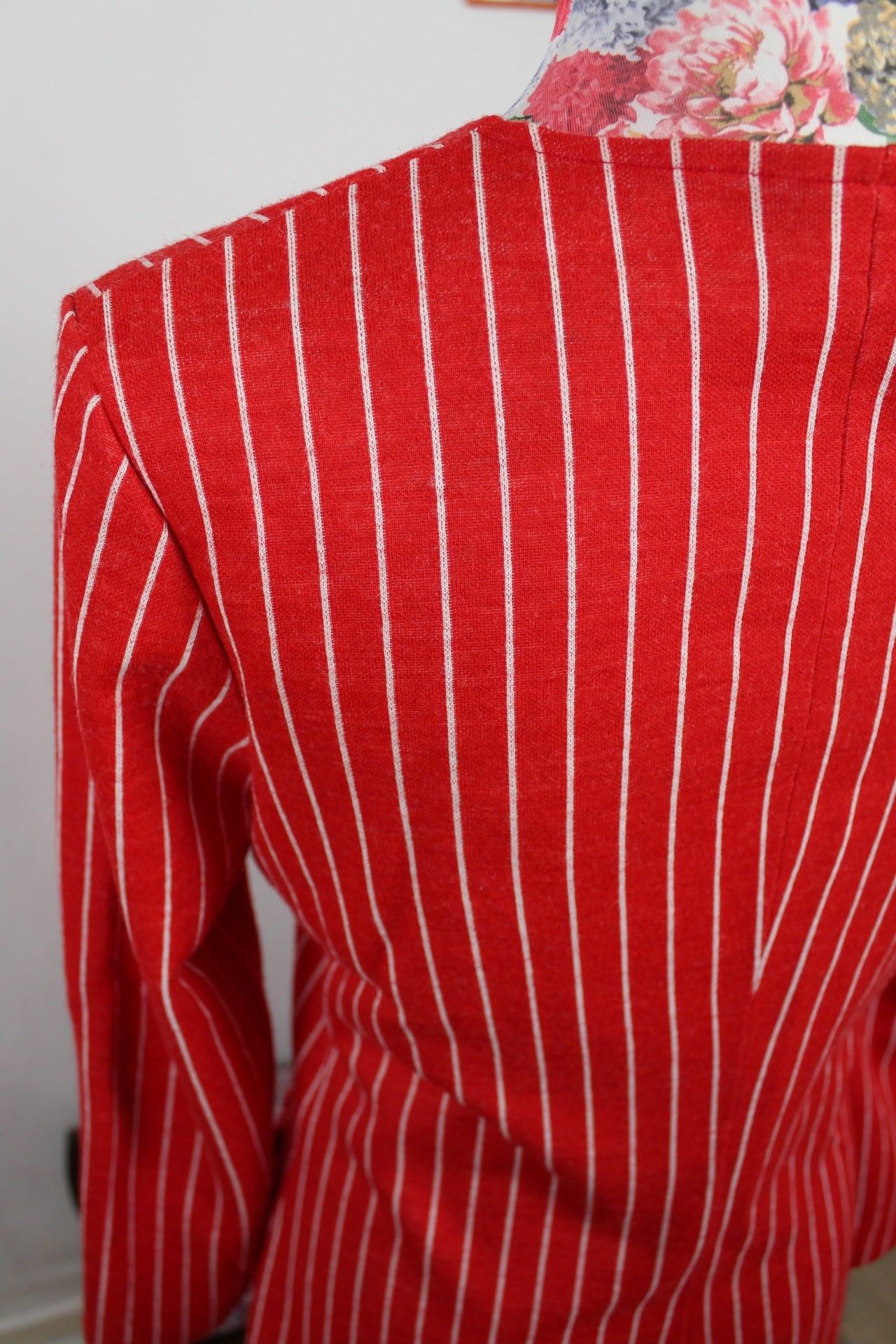 🍒🌸Cardigan romantique vintage rayé rouge années 80 - Taille 36🌸🍒
