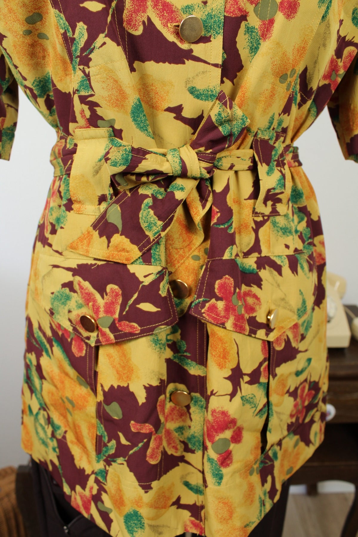 Blouse veste vintage années 80 fleurs d'automne - Betty Barclay Taille 40
