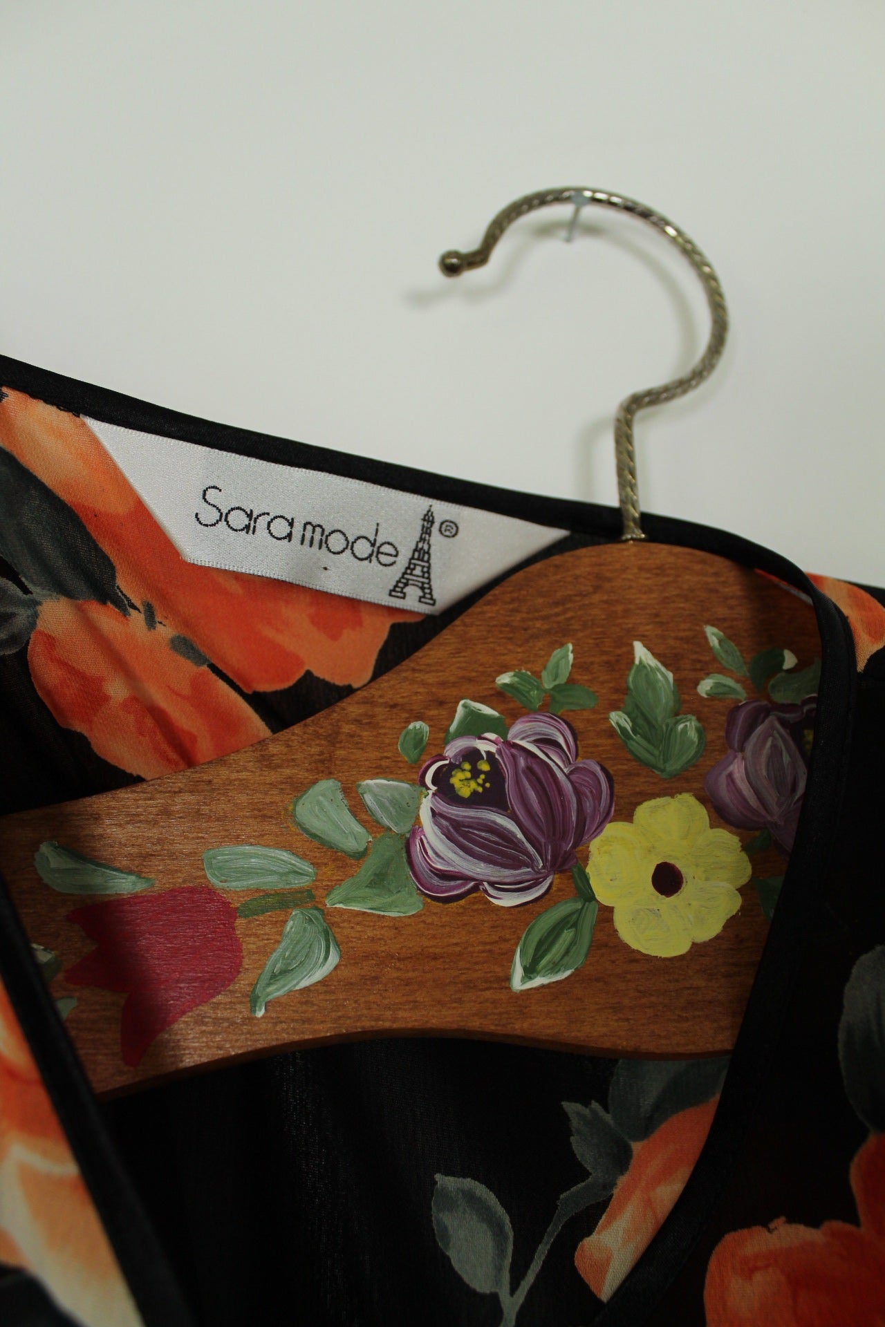 🌸🍒Cardigan vintage 80/90's voile noir transparent & roses en aquarelle - Taille 42/44🍒🌸