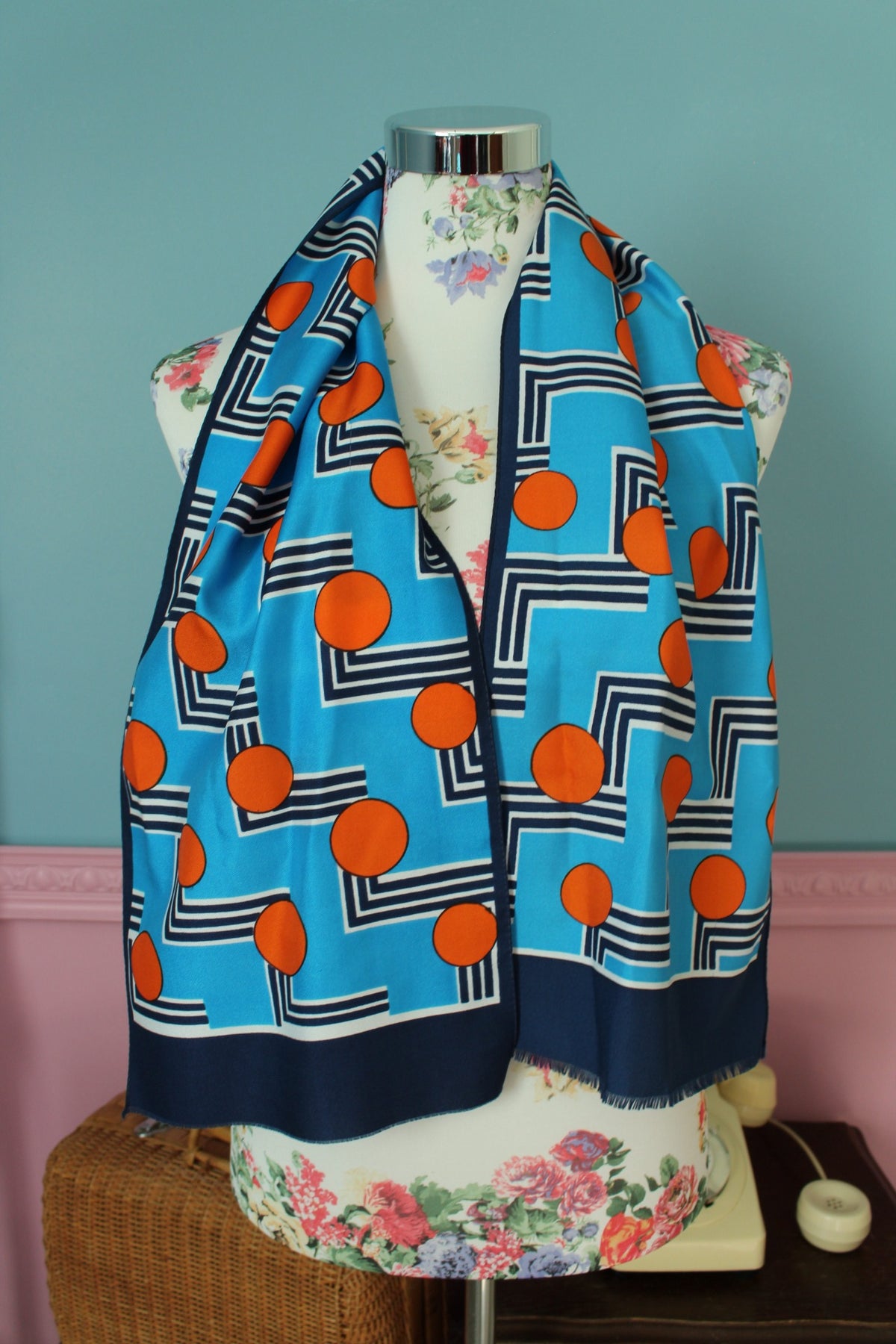 Foulard vintage années 70 formes géométriques pep's