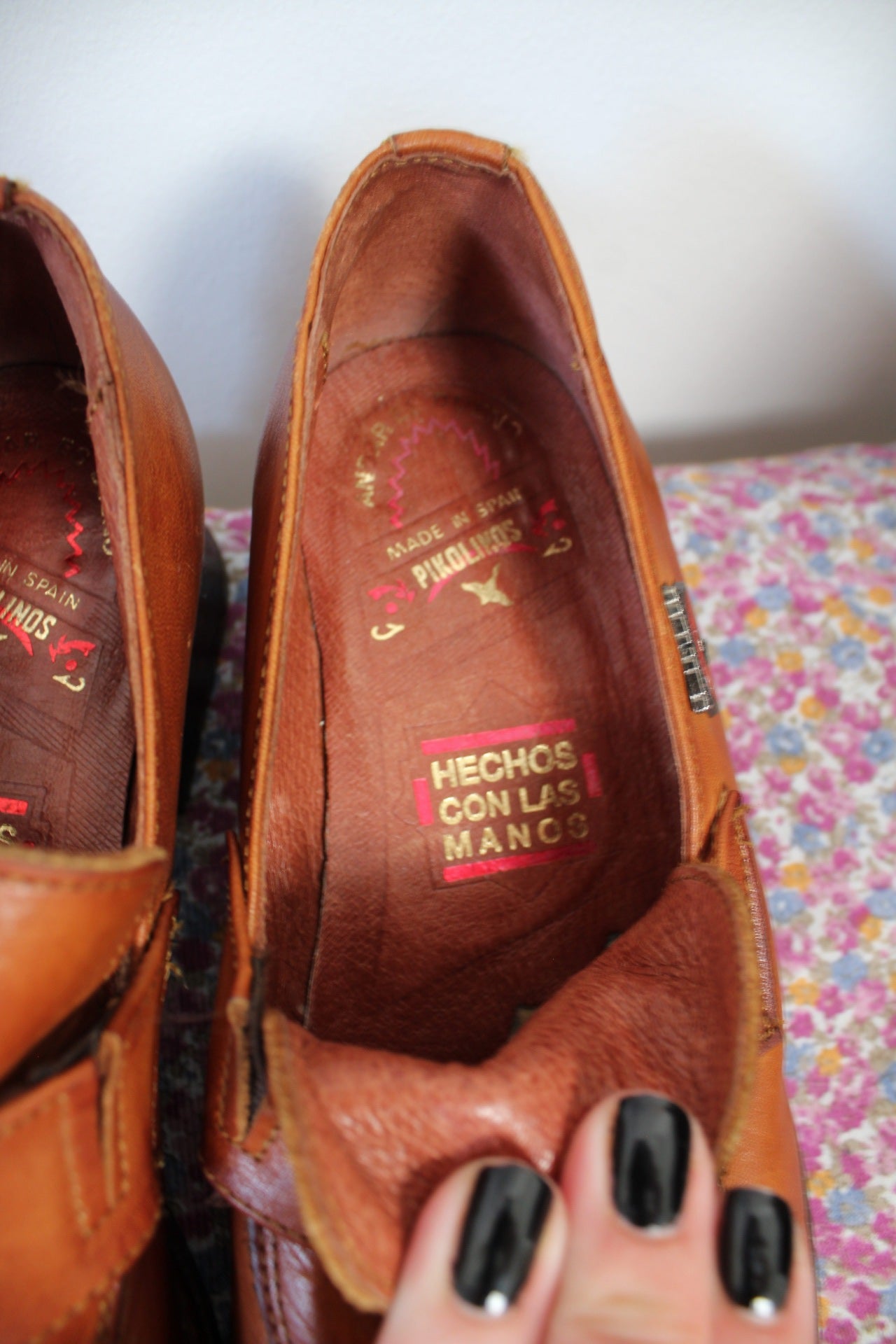 🌸🍒Mocassins Pikolinos à bride - cuir lisse camel - bout carré - pointure 37🍒🌸