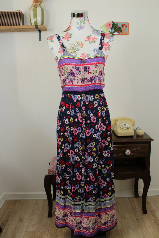 🌸🍒Robe longue d'été fleurs ultra colorées - Taille 34/36🍒🌸