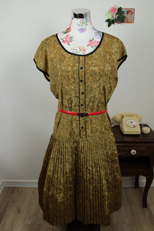 🌸🍒Robe vintage 80's petites fleurs & fleurs satinées jacquard - T.40/42🍒🌸