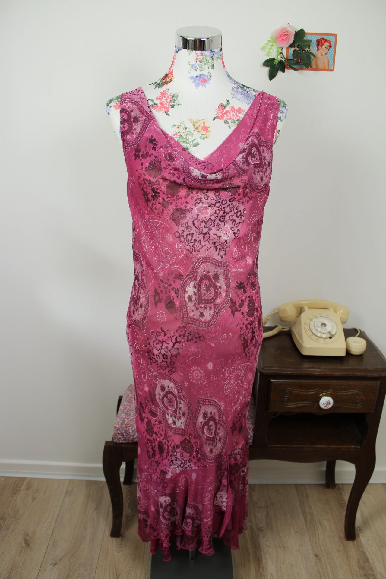 🌸🍒Robe longue vintage 90's violet romantique esprit bohème - Taille 38🍒🌸