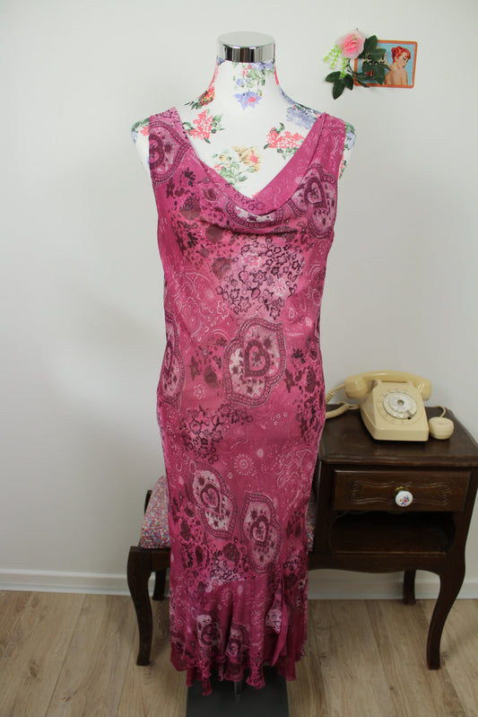 🌸🍒Robe longue vintage 90's violet romantique esprit bohème - Taille 38🍒🌸