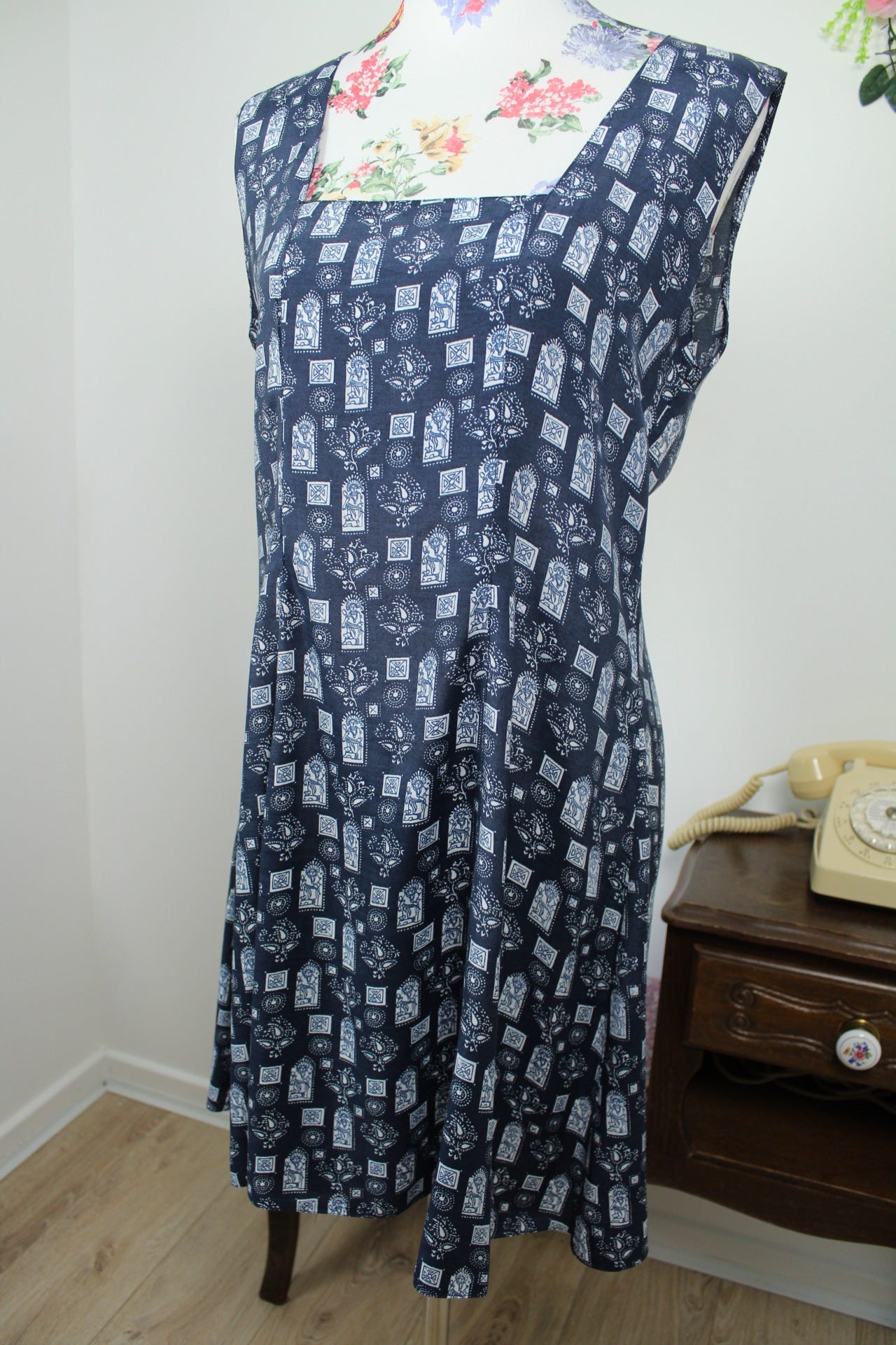 🌸🍒Robe vintage 90's motifs égyptiens dos à nouer - Taille 38/40🍒🌸