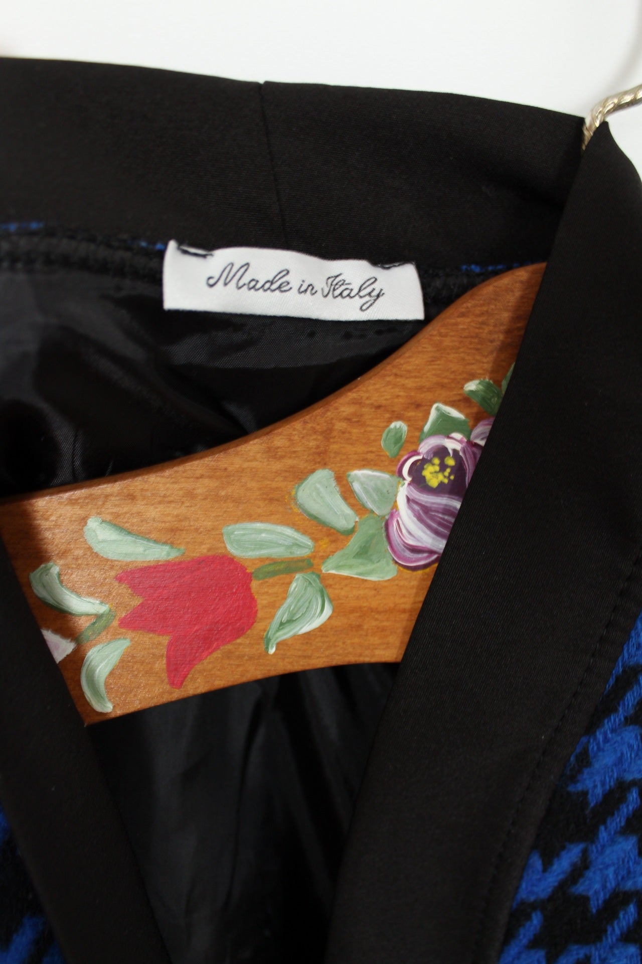 🌸🍒Cardigan/gilet sans manches pieds de poule 90's bleu électrique - made in Italy - Taille 40/42🍒🌸