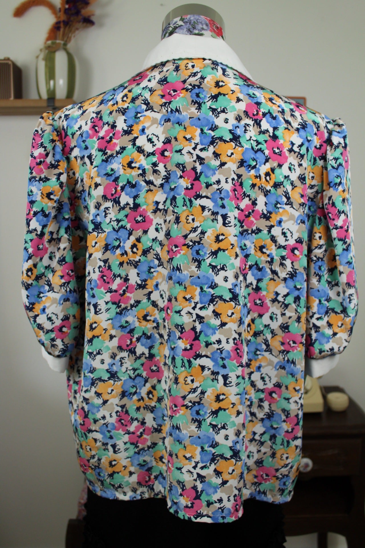 🍒🌸Chemisier vintage fleuri 70's à manches bouffantes - Maison du Jersey - Taille 42/44🌸🍒
