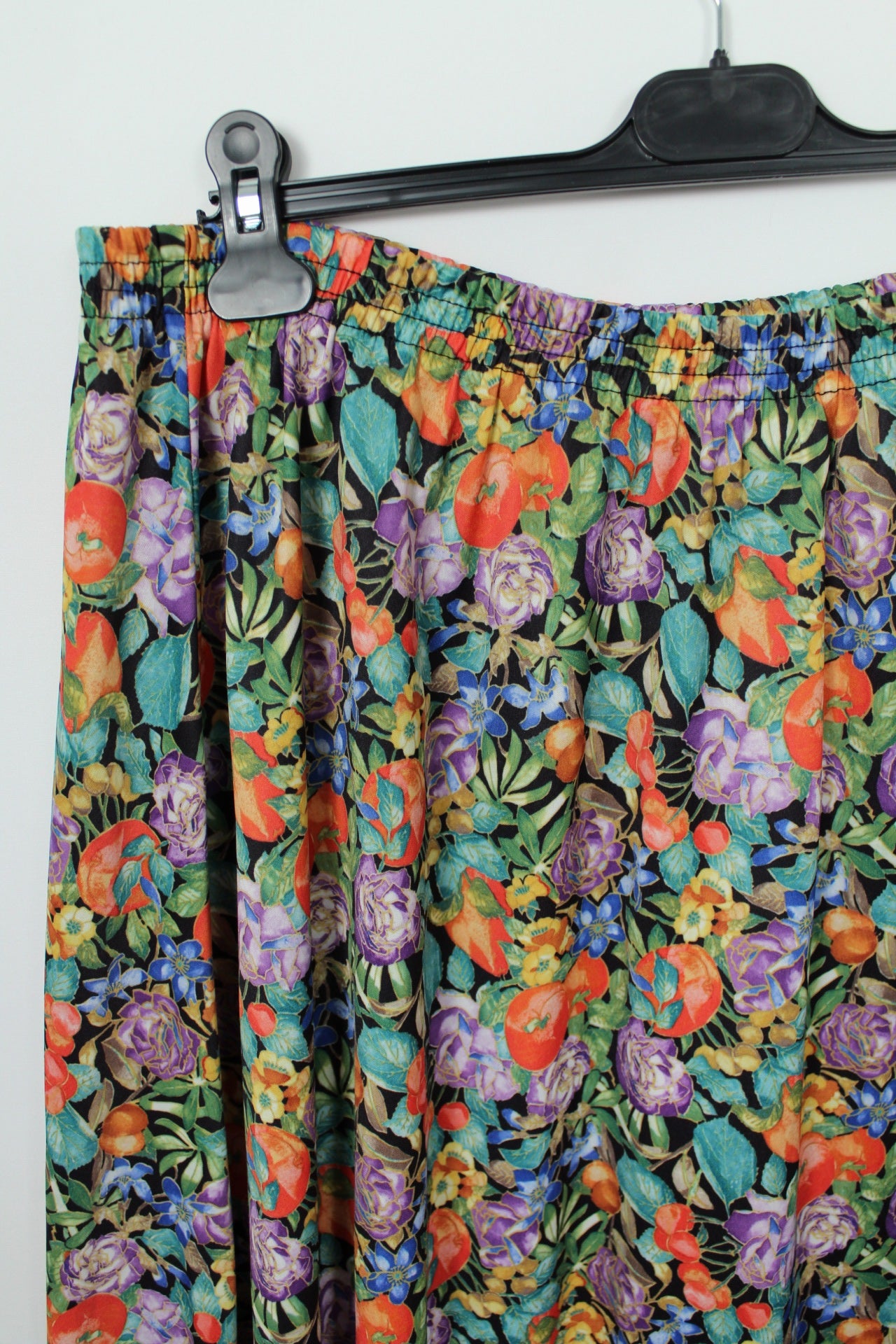 🌸🍒Jupe plissée vintage 80's fleurs & fruits Damart - Taille 44 à 48🍒🌸