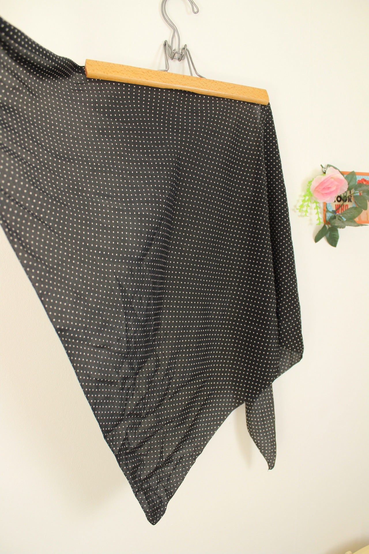 🌸🍒Foulard vintage 80/90's triangulaire pin-up/rockabilly à pois🍒🌸