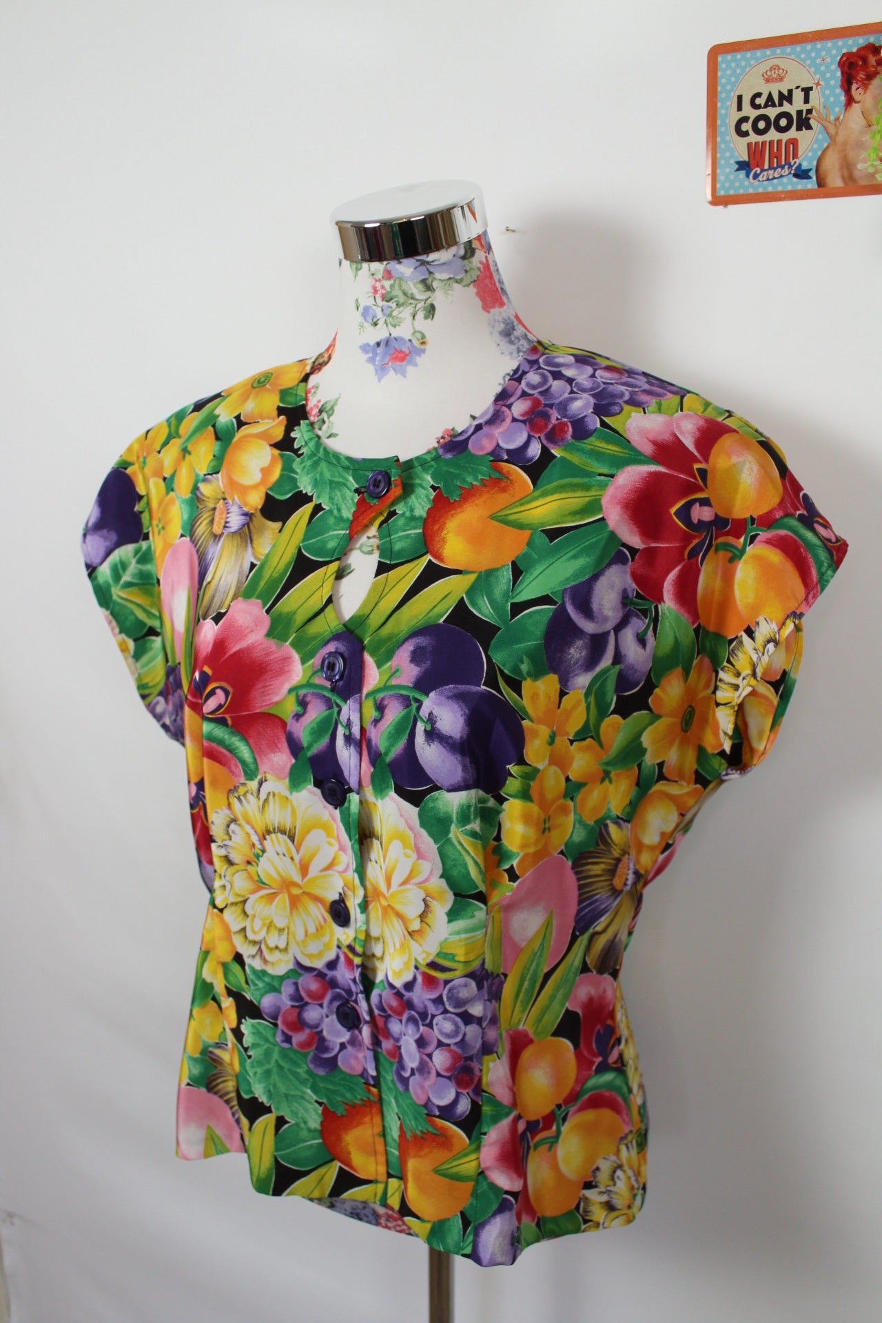 🌸Blouse vintage Christine Laure 90s color pop - fleurs & fruits