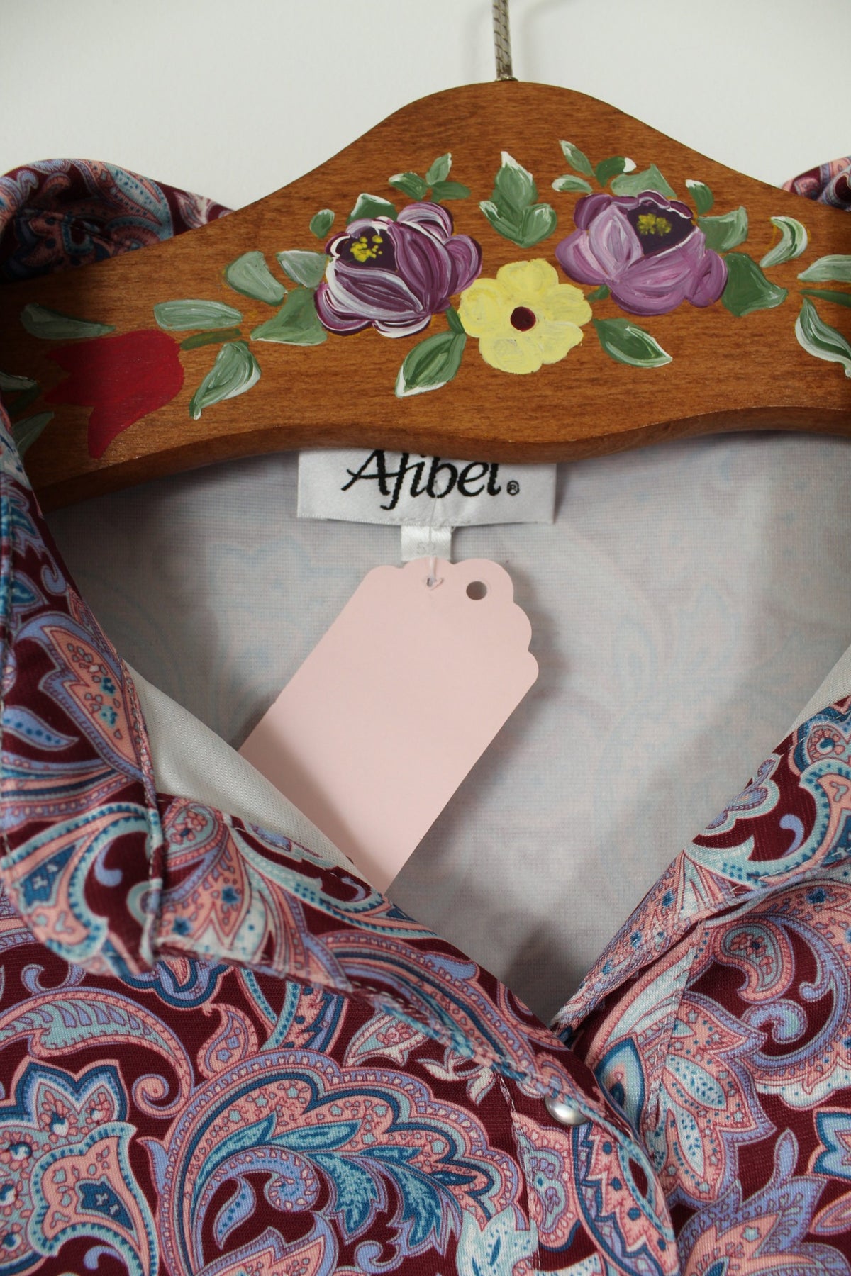 Chemise vintage années 90 fleurie baroque & boutons pressions nacrés - Taille 46/48
