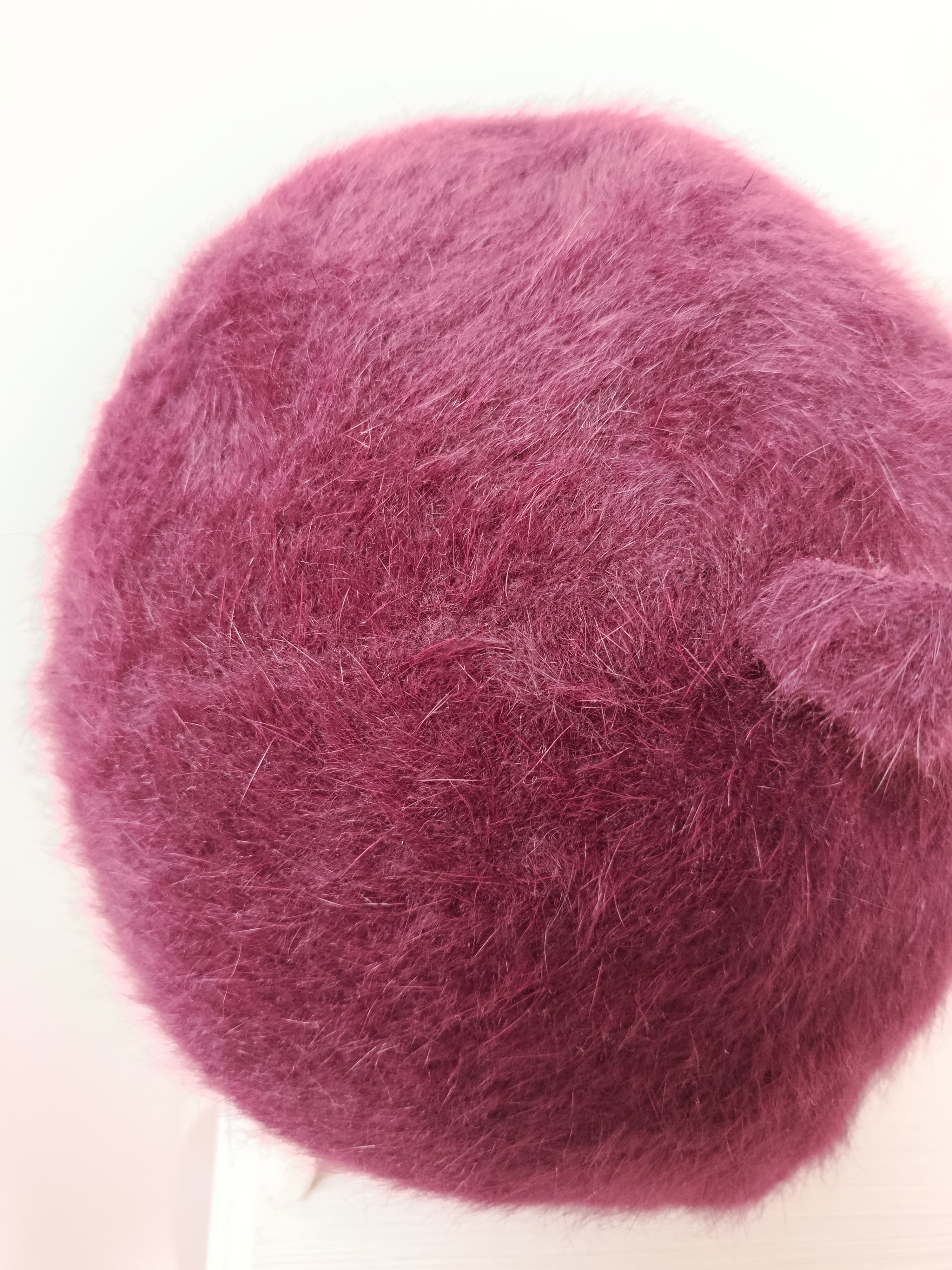 🌸Béret vintage bordeaux angora ultra doux 80/90's🍒