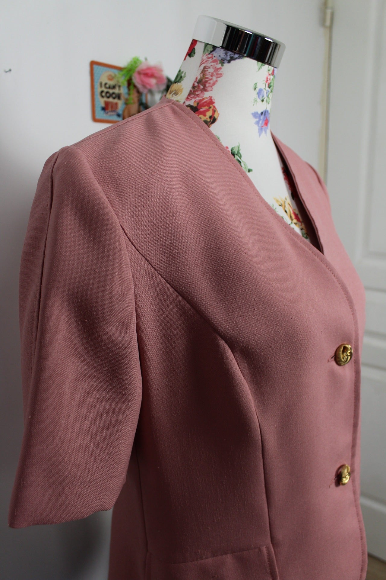 🍒🌸Blazer vintage 80's rose poudré preppy - Taille 38/40🌸🍒