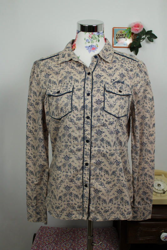 🌸🍒Chemise Kaporal vintage 2000s - fleurie en coton style western chic - Taille 38🍒🌸