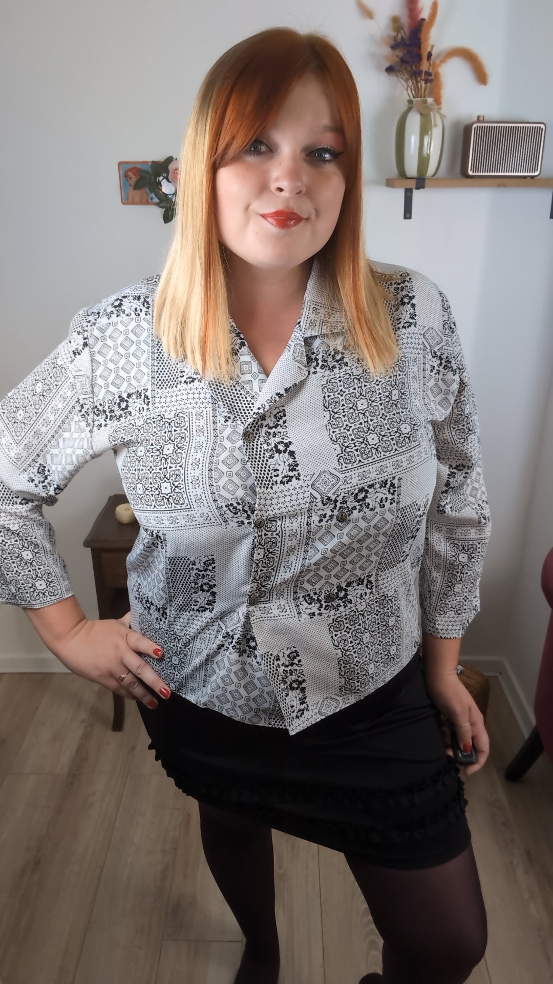Chemise preppy vintage années 80 pois, fleurs & paisley - Taille 42/44