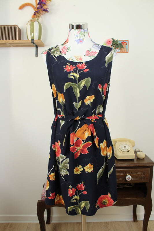 🌸🍒Robe vintage 90's summer vibes - fleurie & phrases romantiques - Taille 38/40🍒🌸