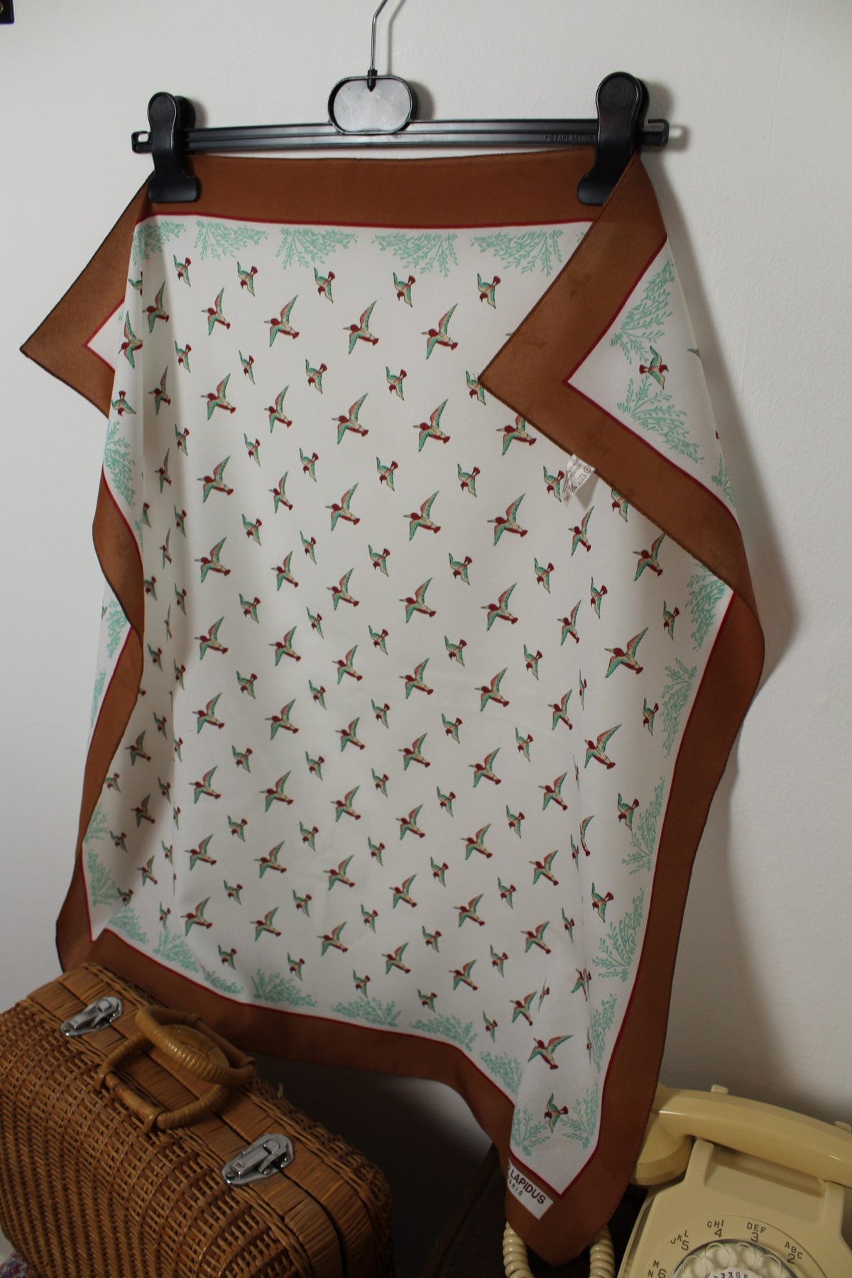 🌸🍒Foulard vintage Ted Lapidus années 70/80 motifs oiseaux🍒🌸