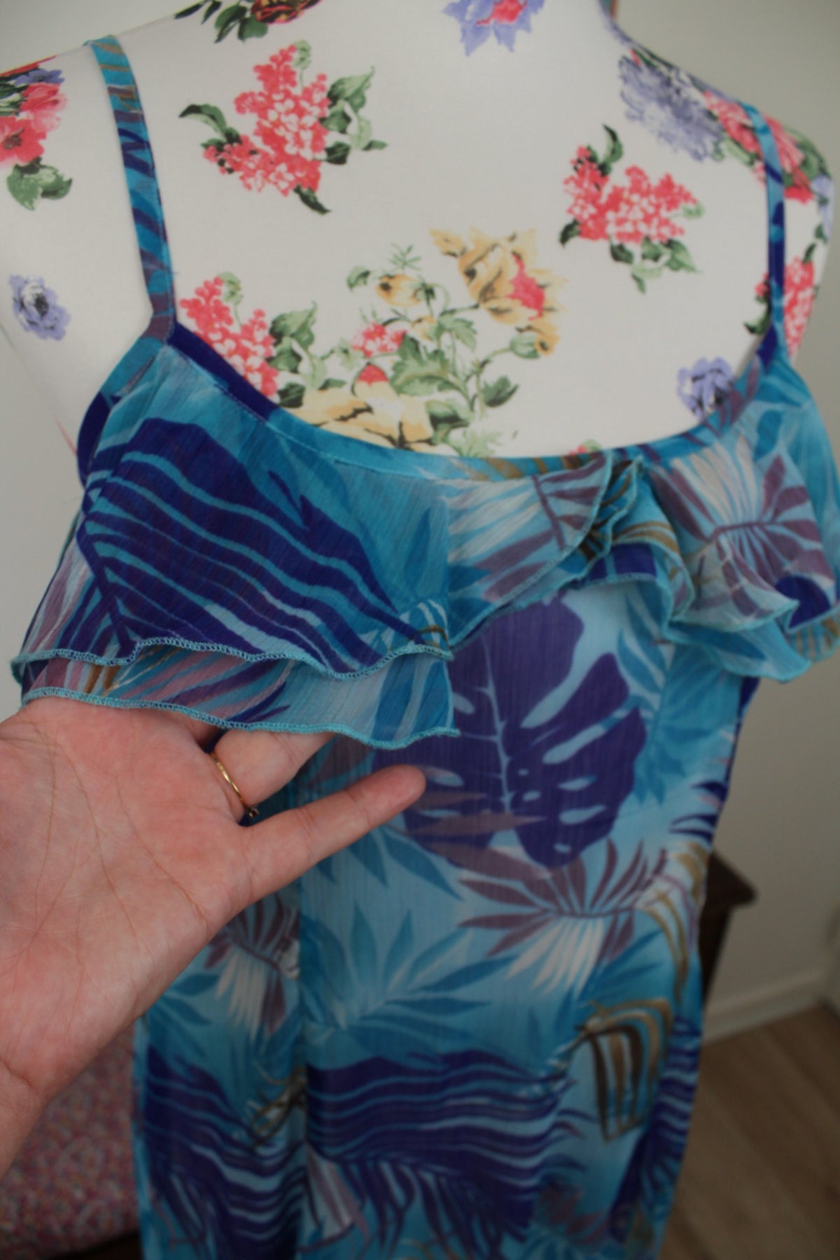 🌸🍒Robe vintage années 90 esprit tropicale & volants - Taille 38🍒🌸
