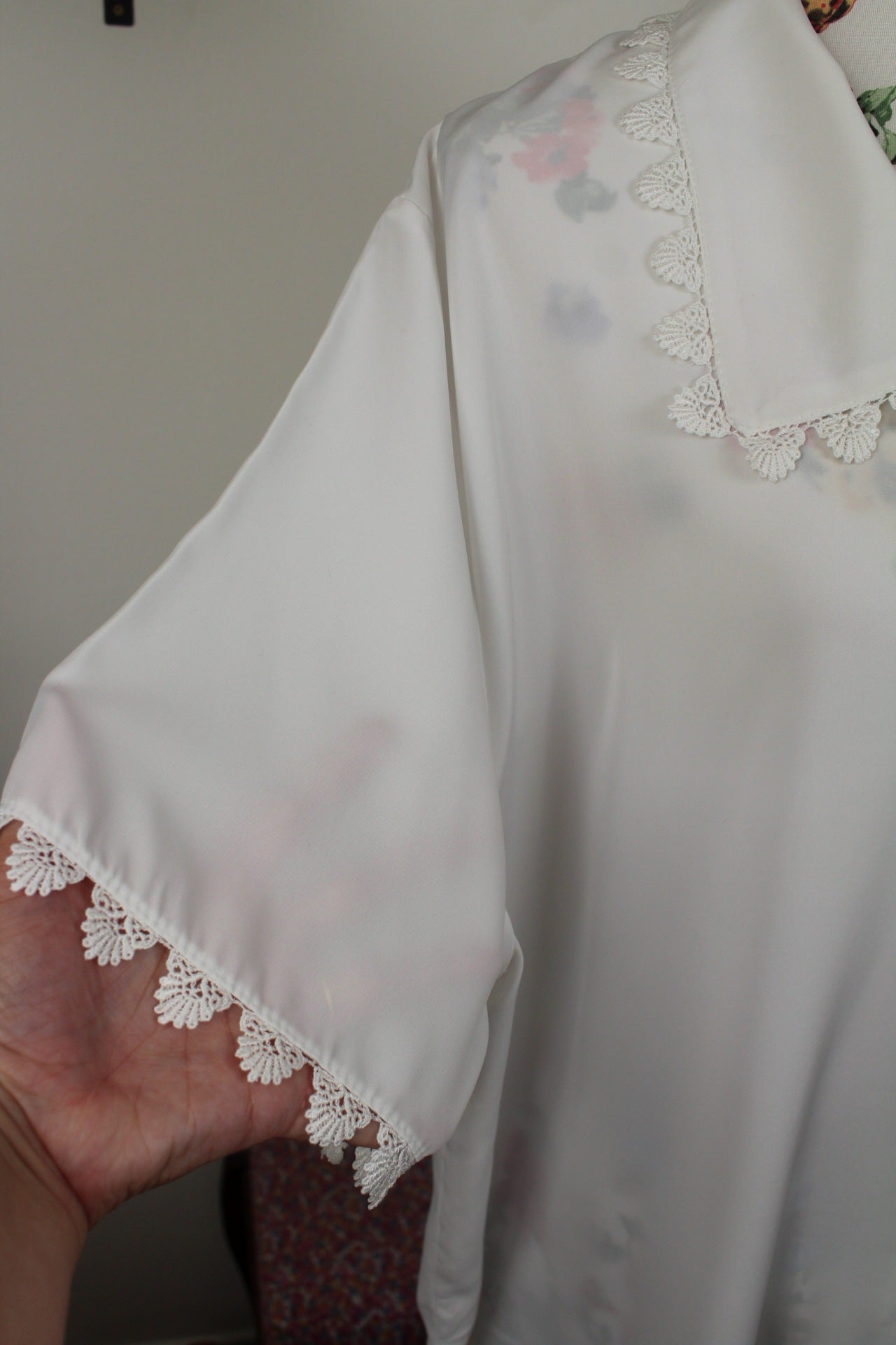 🌸🍒Chemise blanche vintage années 90 col brodé - Taille 48/50🍒🌸