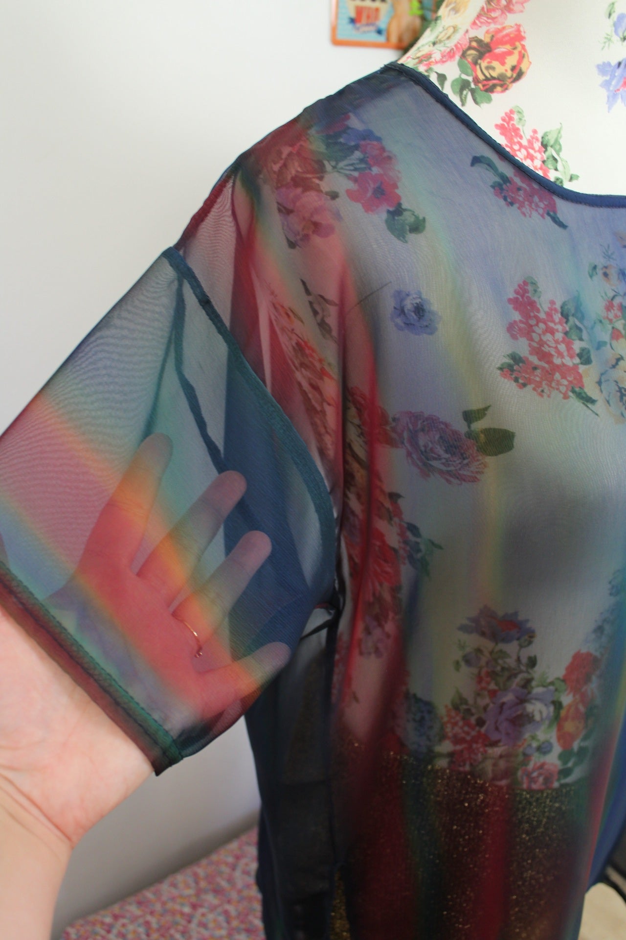 🌸🍒Blouse voile transparent vintage 90's/2000's effet arc-en-ciel - Taille 40/42🍒🌸