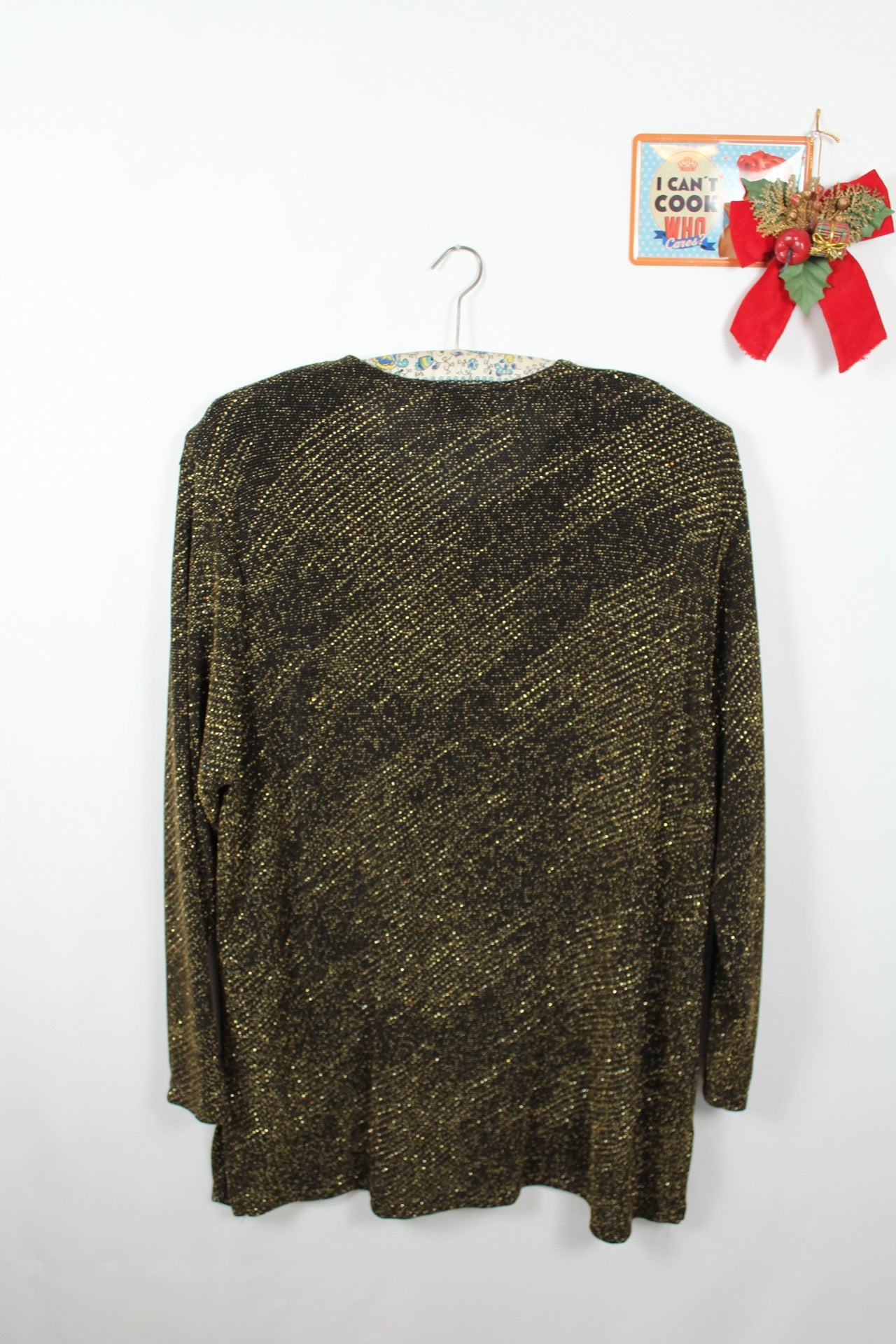 ✨Blouse noire vintage 90s Catwalk Paris - longue & pailletée dorée de soirée✨