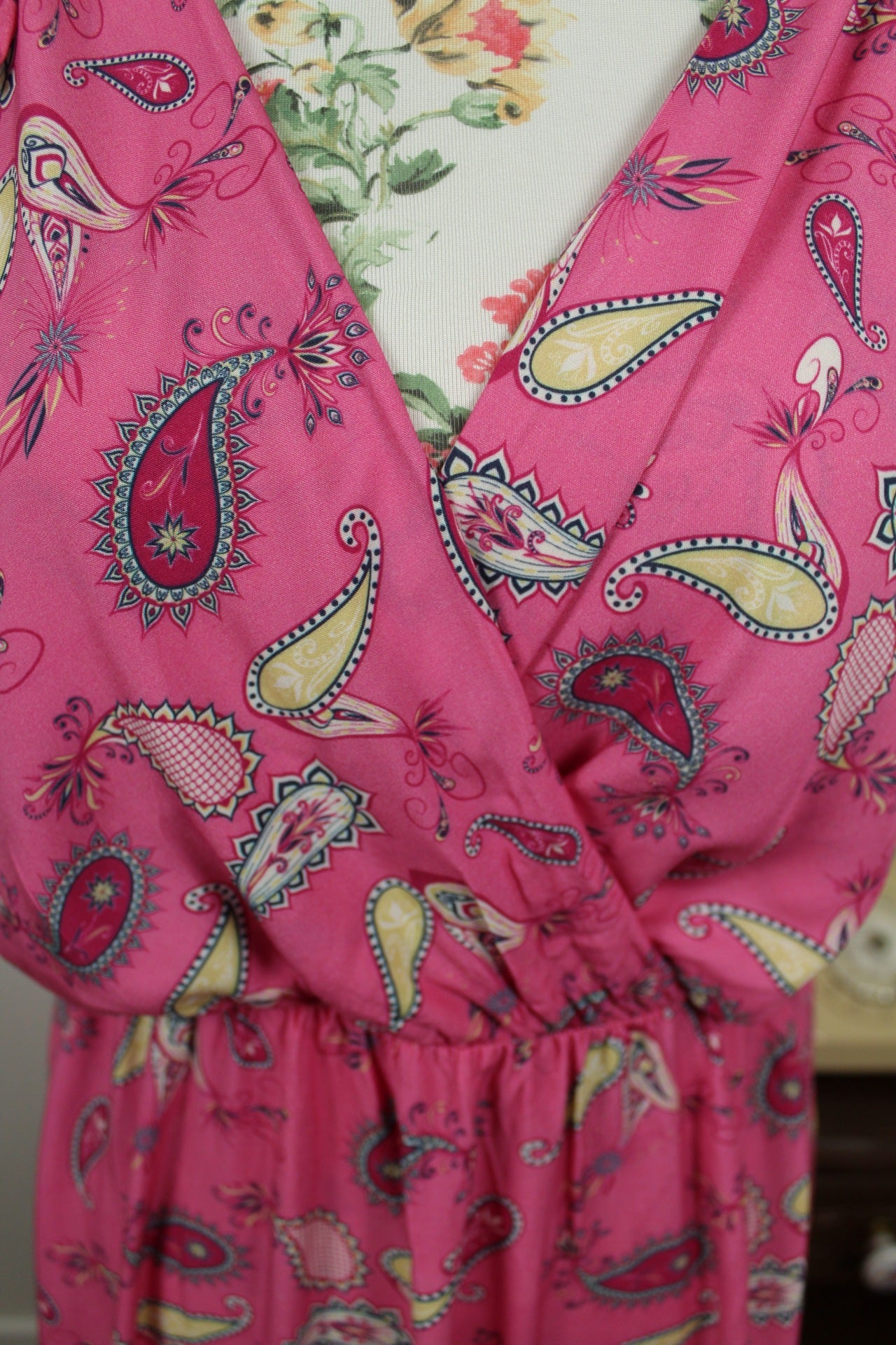 🌸🍒Robe longue d'été rose pep's motifs paisley - made in Italy - Taille 40🍒🌸