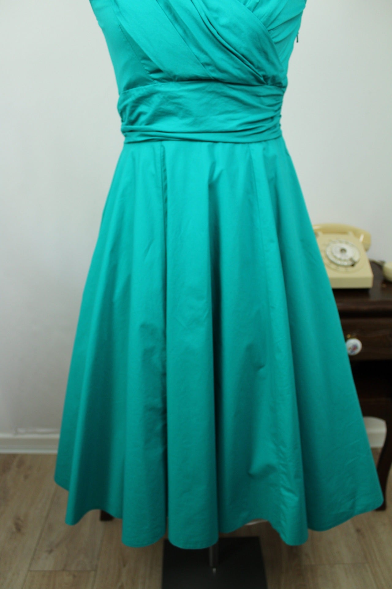 🌸🍒Robe pin-up/rockabilly Closet London turquoise & buste cache-cœur - Taille 36🍒🌸