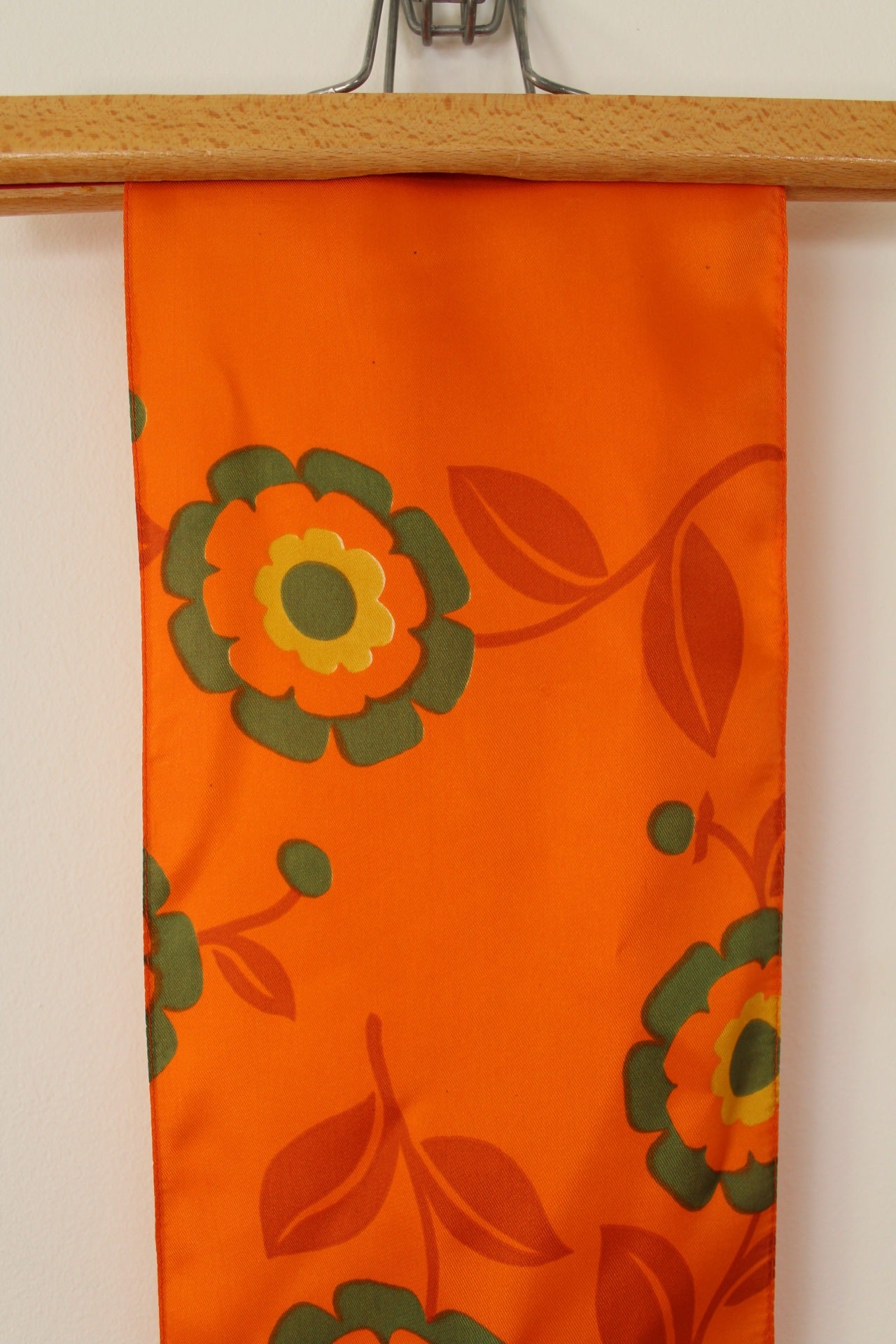 🌸🍒Foulard vintage 70's orange pep's & fleurs géométriques psychédéliques 🍒🌸
