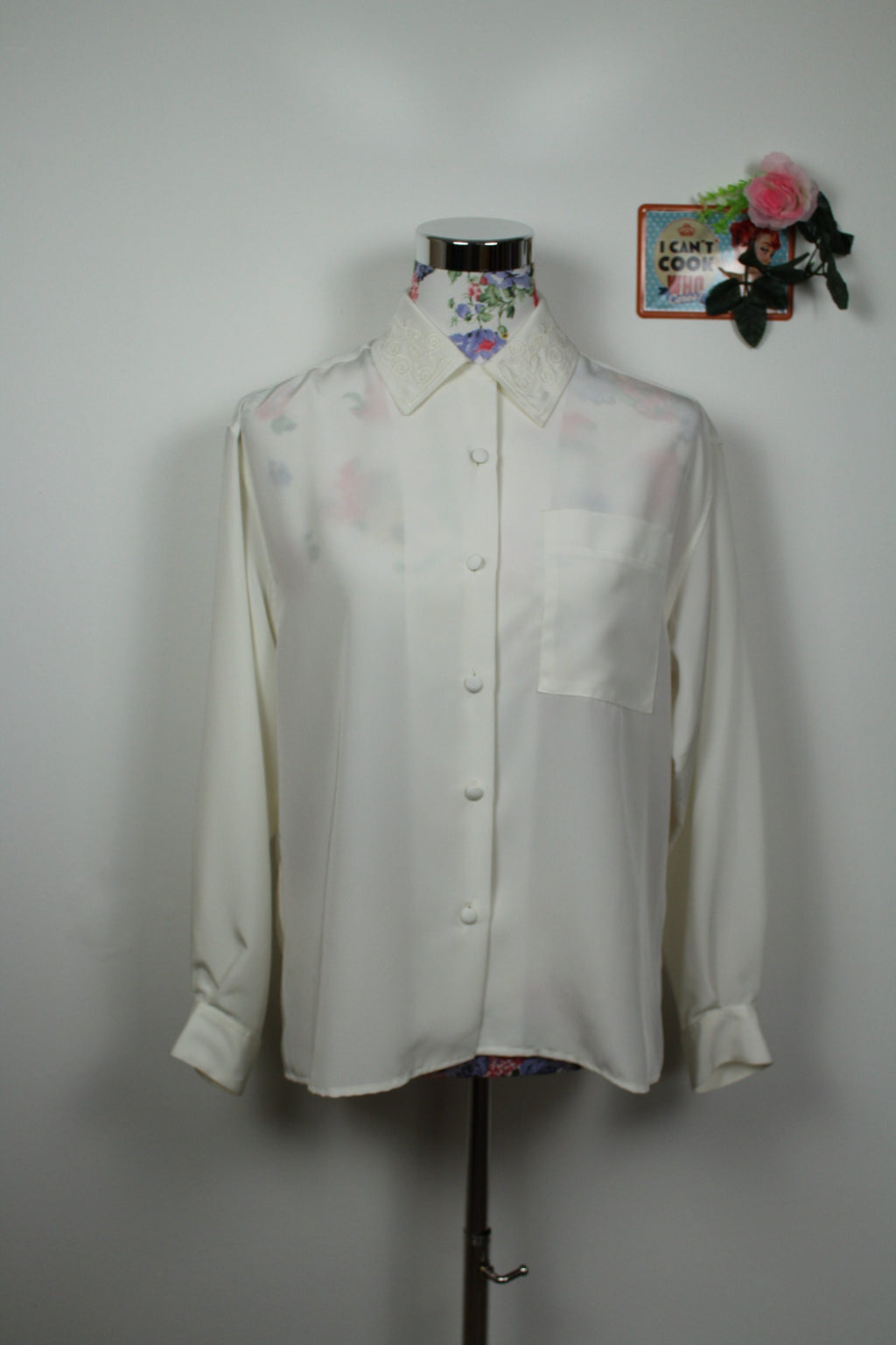 🌸Chemise satinée col brodé romantique Ralph Luigi 80's🍒