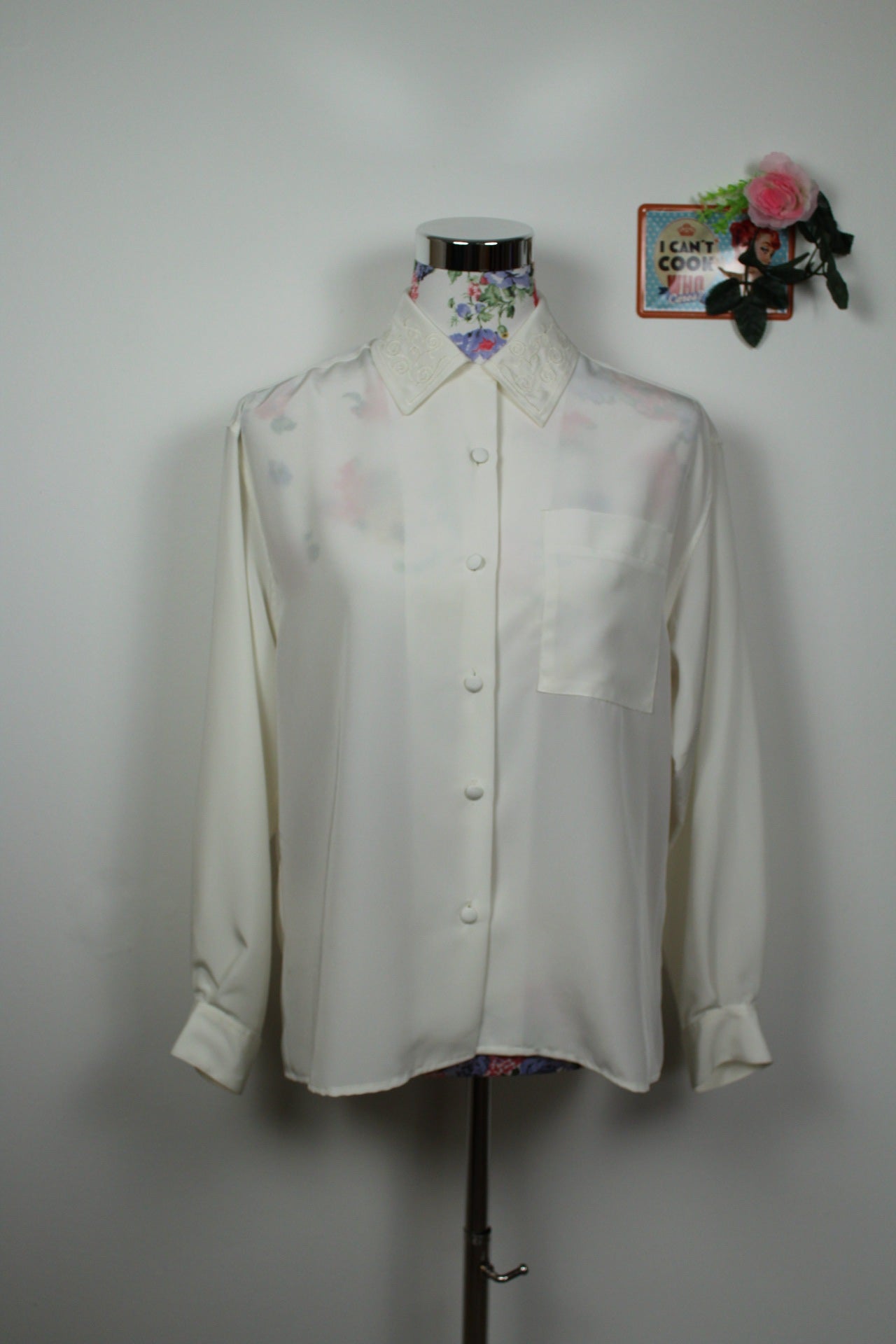 🌸Chemise satinée col brodé romantique Ralph Luigi 80's🍒