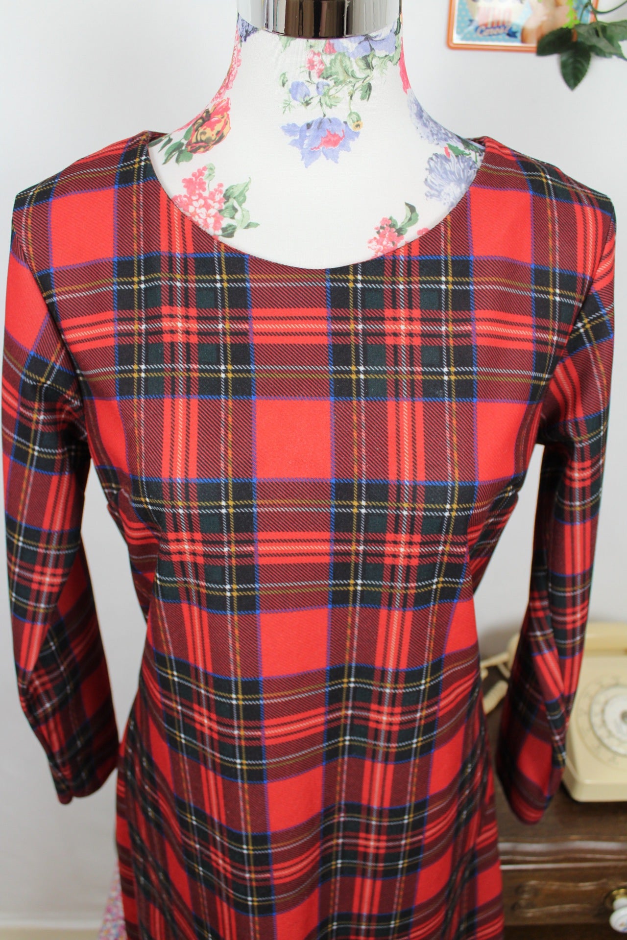🌸🍒Robe vintage 90's tartan rouge Actuelle - Taille 38/40🍒🌸