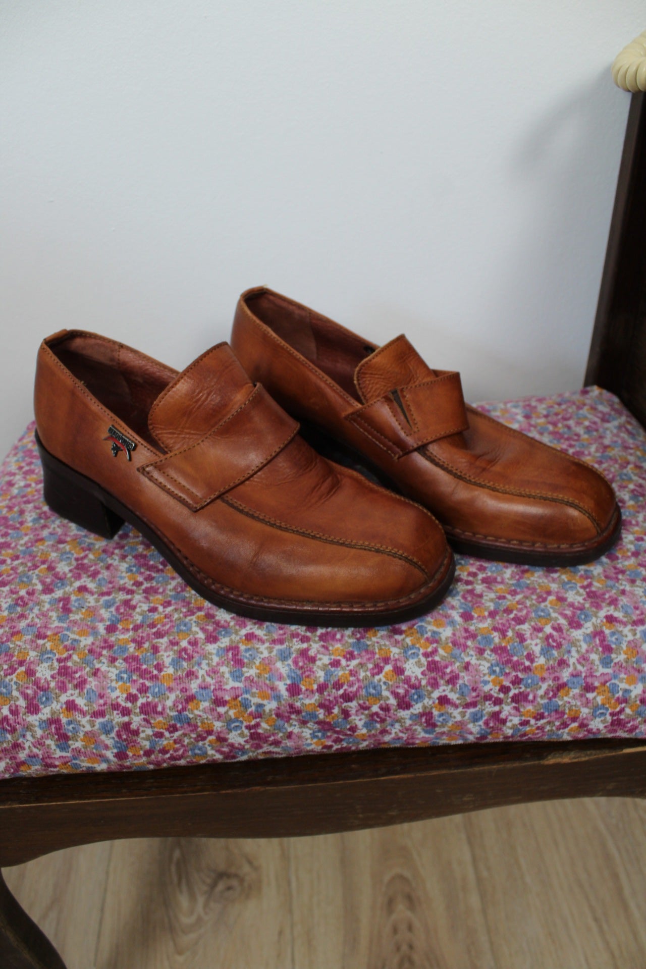 🌸🍒Mocassins Pikolinos à bride - cuir lisse camel - bout carré - pointure 37🍒🌸