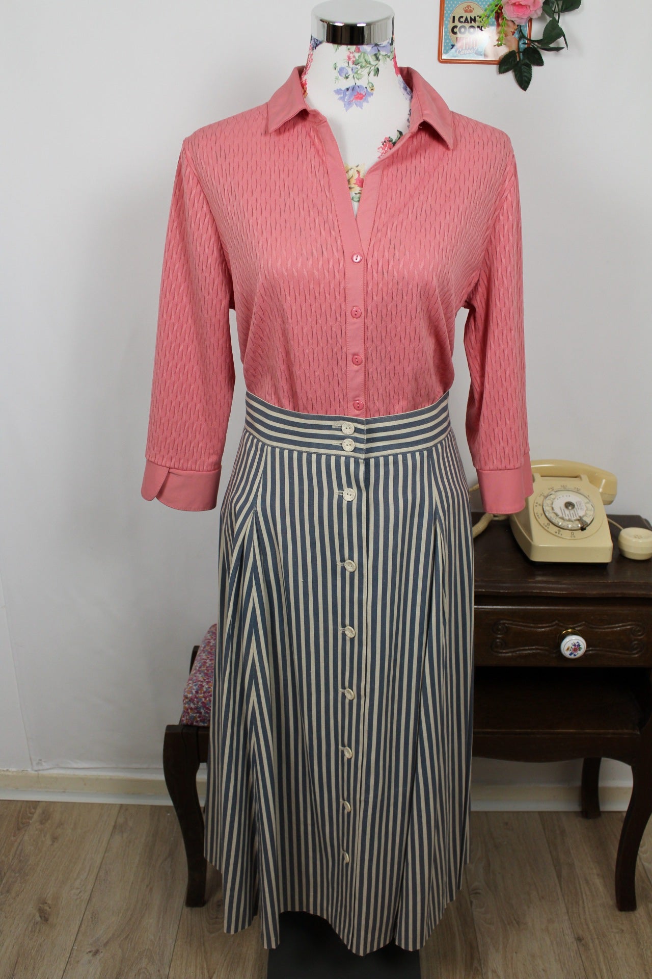 🍒🌸Blouse vintage 90's col chemisier - rose romantique texturé Damart - Taille 38/40🌸🍒