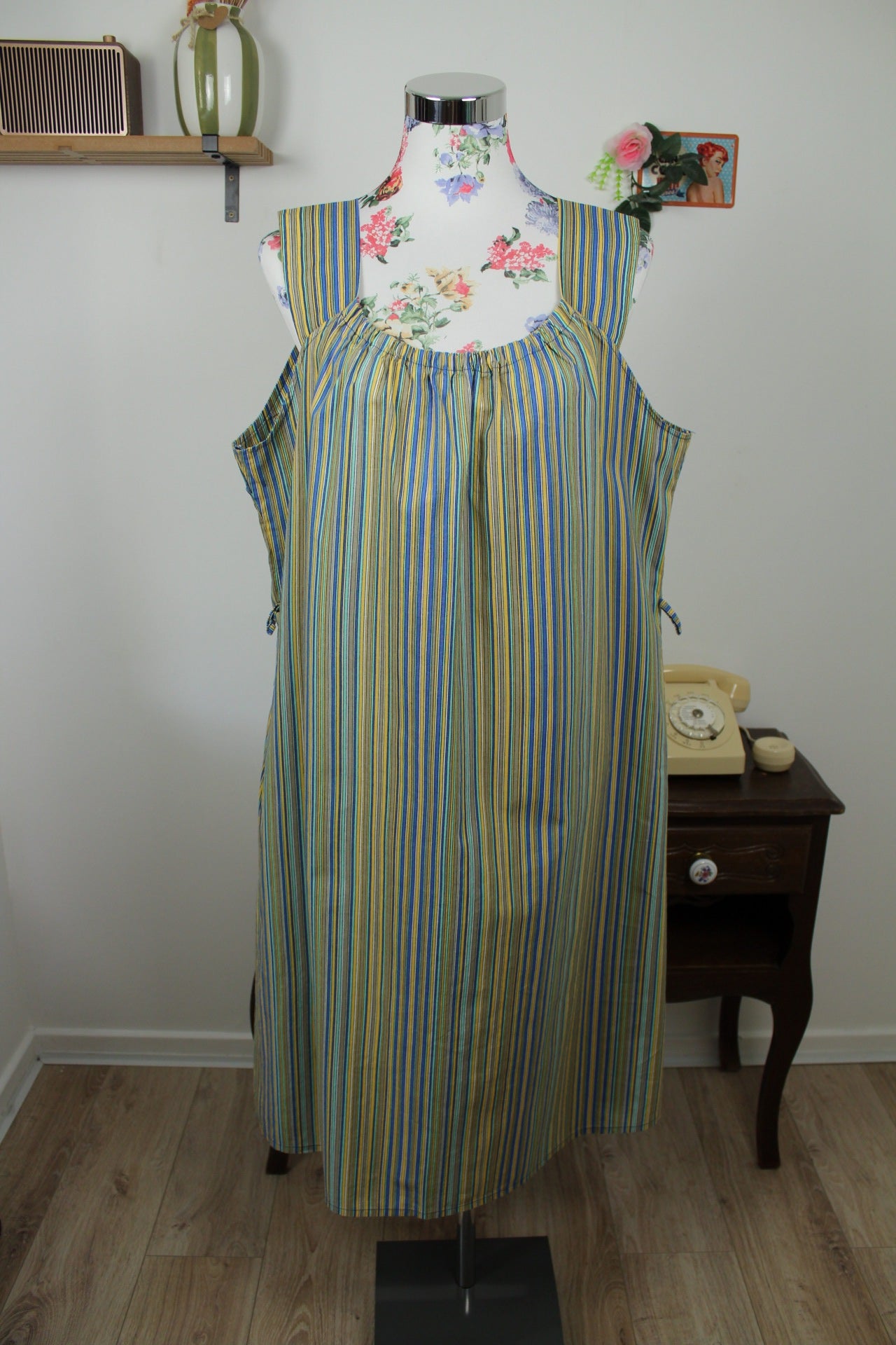 🌸🍒Robe vintage 90's rayée midi summer vibes en coton - Taille 46/48🍒🌸