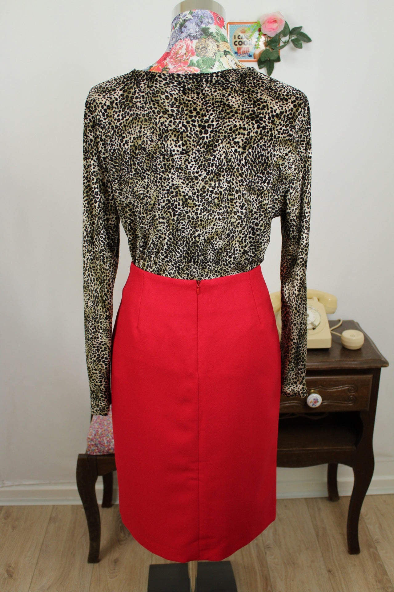 🌸🍒Blouse léopard en velours vintage années 90 - pin-up/rockabilly - Taille 38/40🍒🌸
