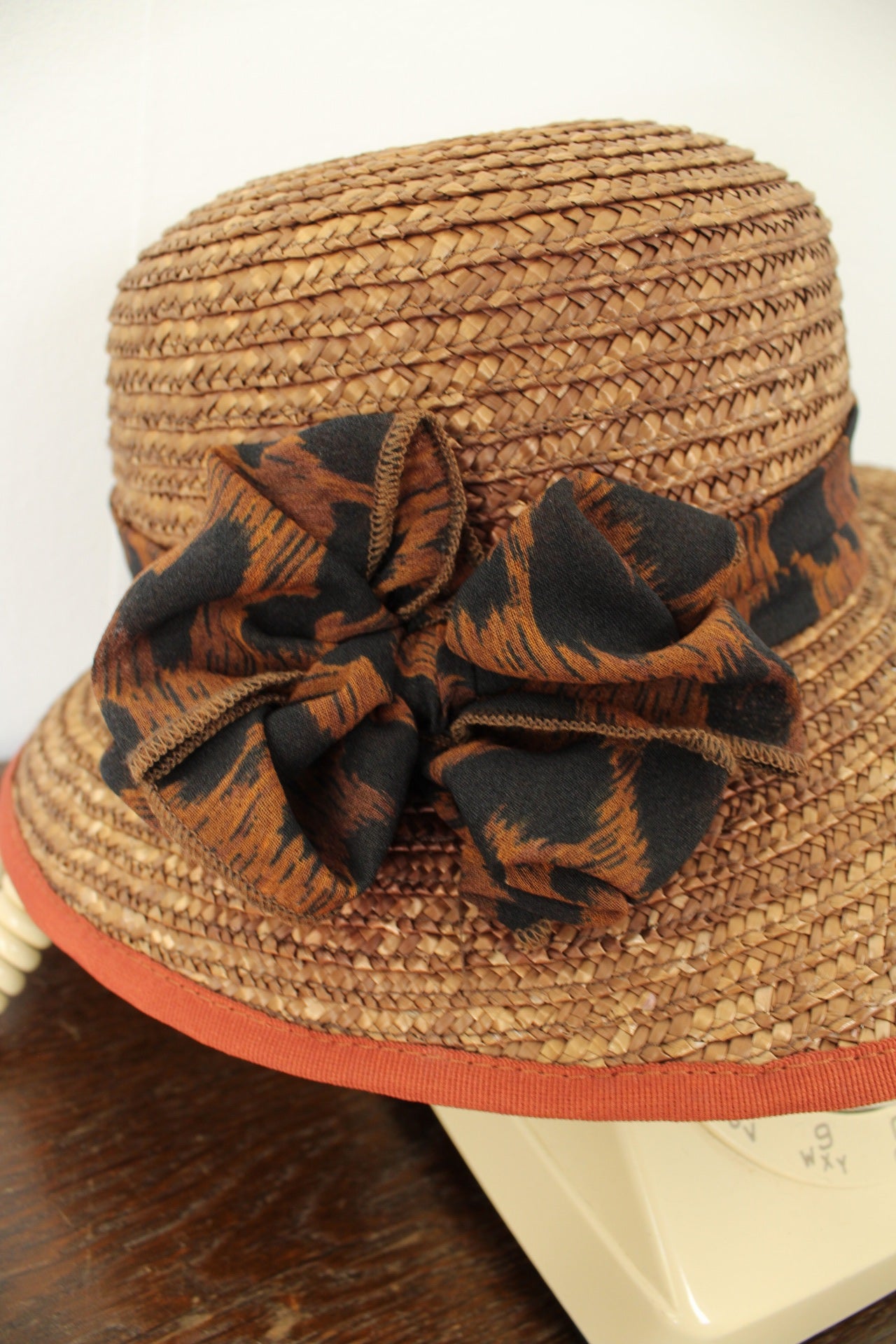 🌸🍒Chapeau vintage années 80/90 nœud style léopard - Taille 54🍒🌸