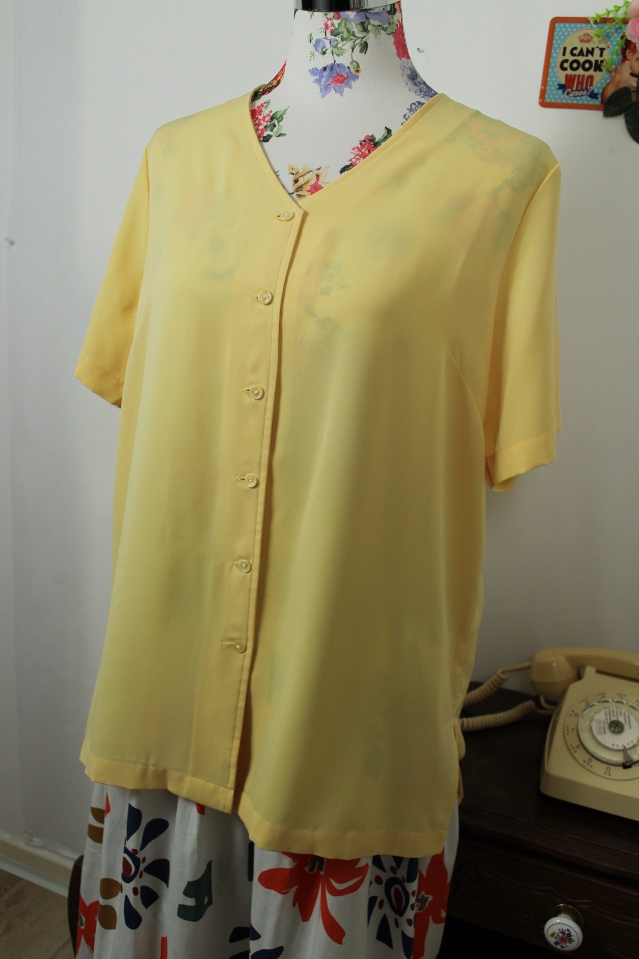 🌸🍒Blouse vintage 90's jaune clair ensoleillé - Taille 42/44🍒🌸