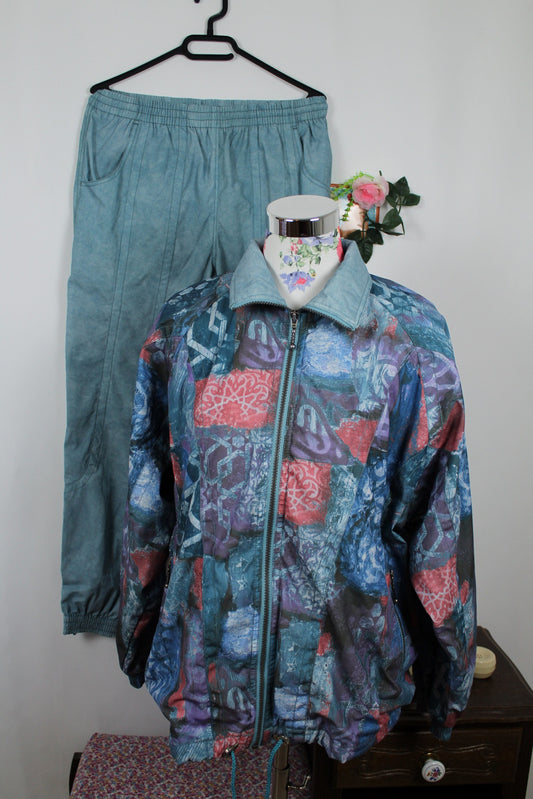 🍒🌸Ensemble survêtement vintage Rucanor 90s bleu multicolor - street 90s/sporty vintage - Taille 38/40🌸🍒