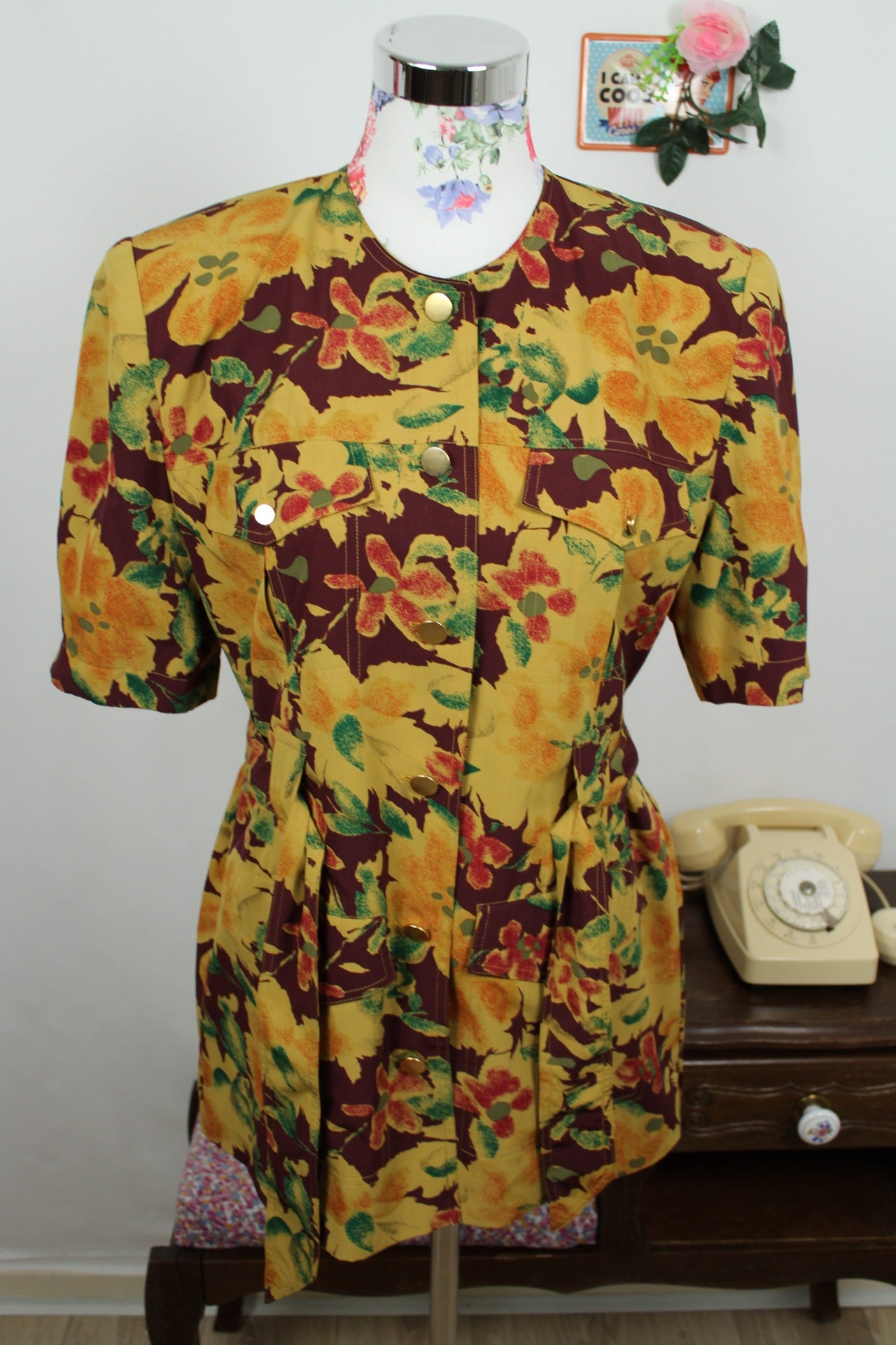 🍒🌸 Blouse veste vintage 80's - fleurs d'automne - Betty Barclay - Taille 40🌸🍒