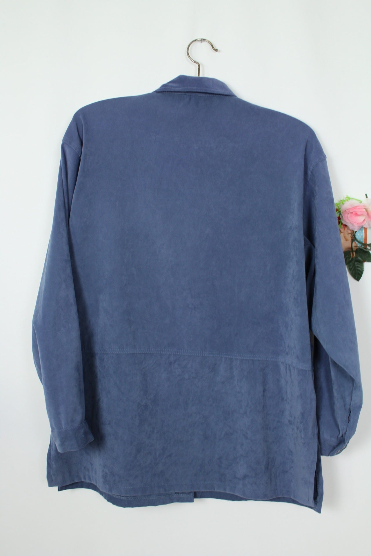 🌸🍒Veste bleue vintage 80/90s effet daim - col chemise - Taille 40/42🍒🌸