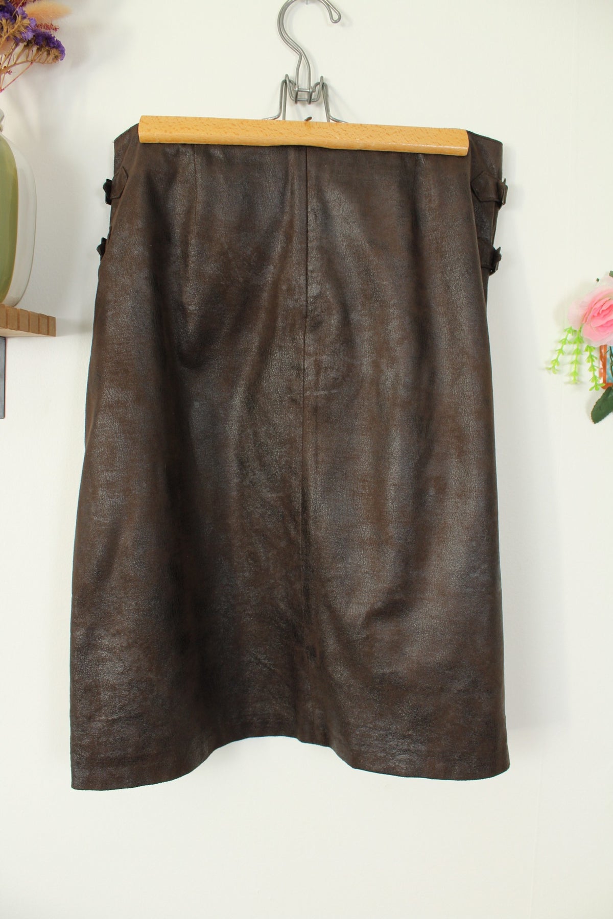 Jupe vintage années 90/2000 Julie Guerlande marron effet daim texturé oldschool - Taille 40