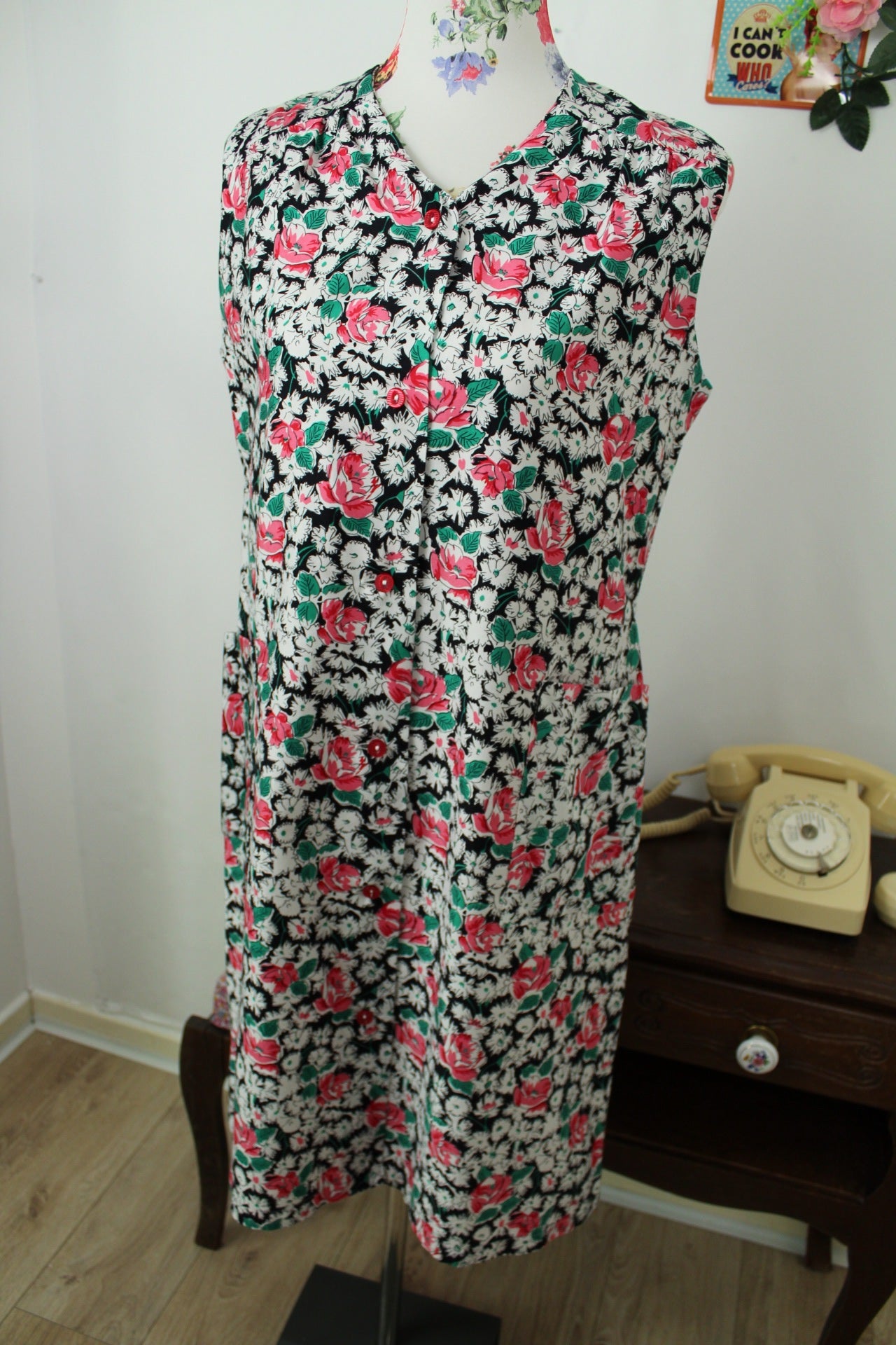 🌸🍒Robe vintage 80's printanière fleurie romantique - Taille 40🍒🌸