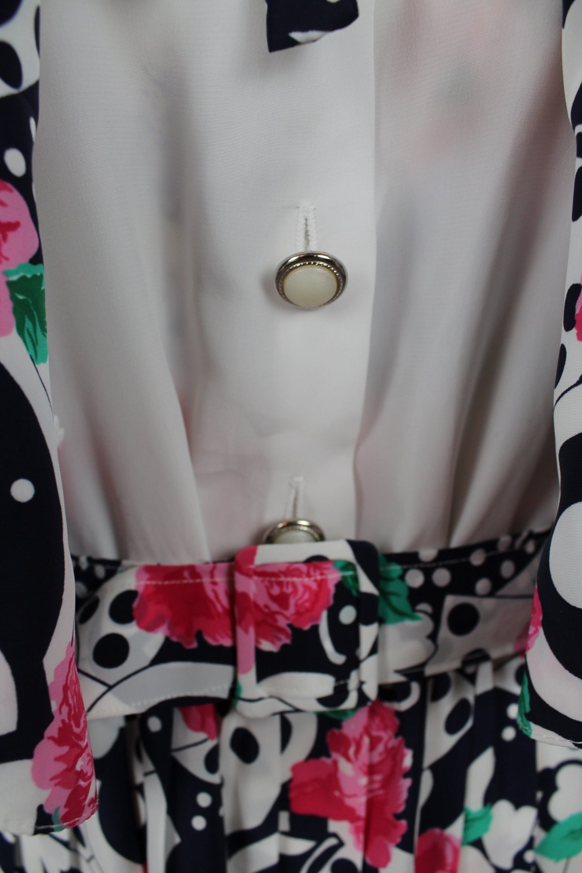 Robe vintage années 80 roses, pois & trèfles - boléro inclus - Taille 46/48