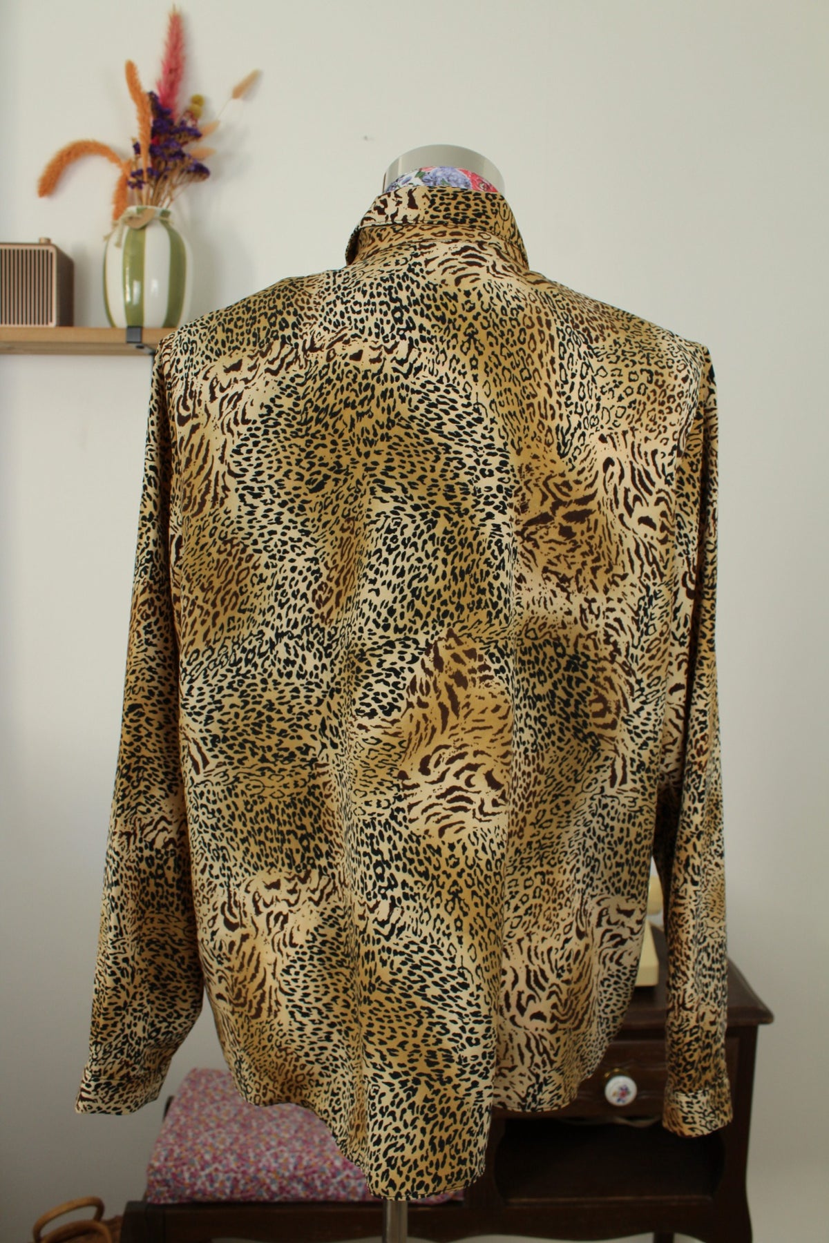 Chemise vintage années 90 imprimé animal chic léopard - Taille 42/44