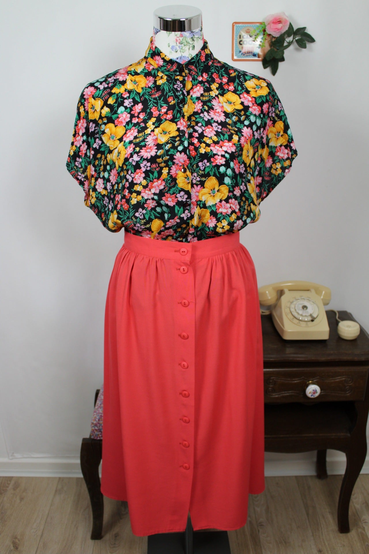 🌸🍒Chemise manches courtes vintage 90's style prairie ultra fleurie - Taille 40/42🍒🌸